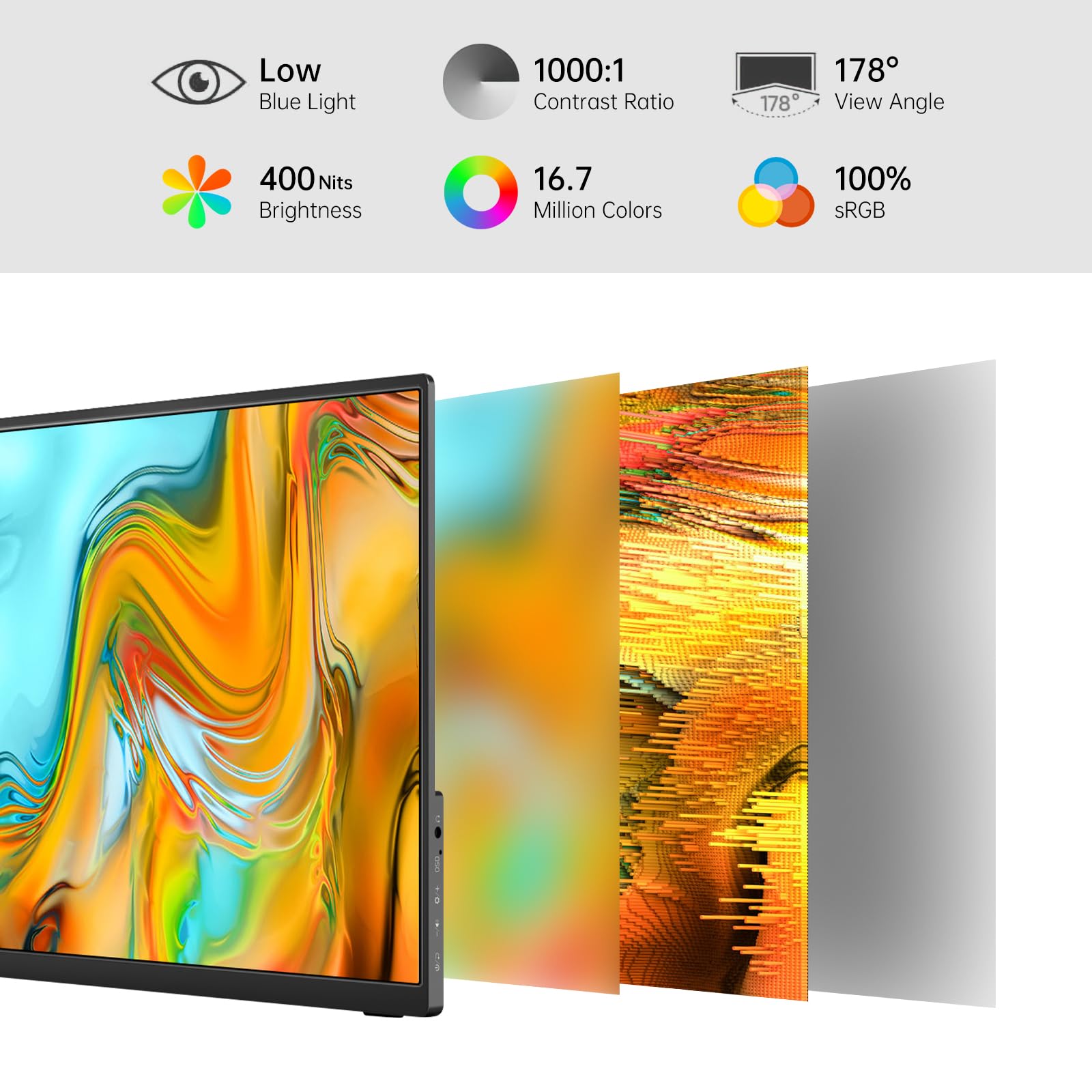 Forhelp 14 Inch Portable Monitor Fhd1200P Ultra Slim For Laptop Monitor, Usb C&Hdmi Plug&Play,100% Srgb External Monitor,Dual Sp