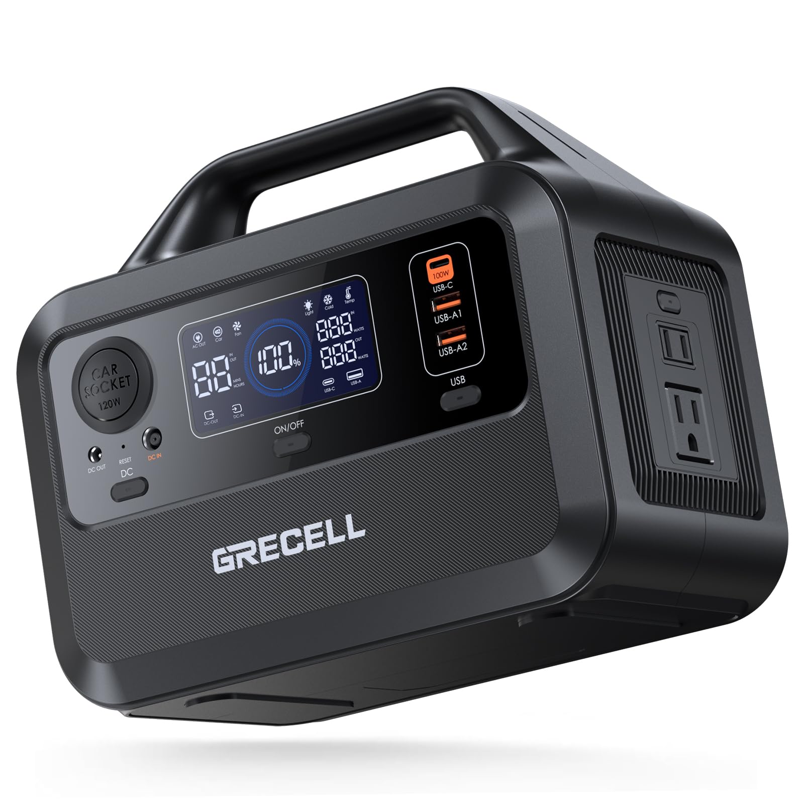 Grecell Portable Power Station 300W, 230Wh Lifepo4 (Lfp) Battery, 1.5Hrs Fast Charging, 2 Up To 300W(Peak 600W) Ac Outlets, Sola