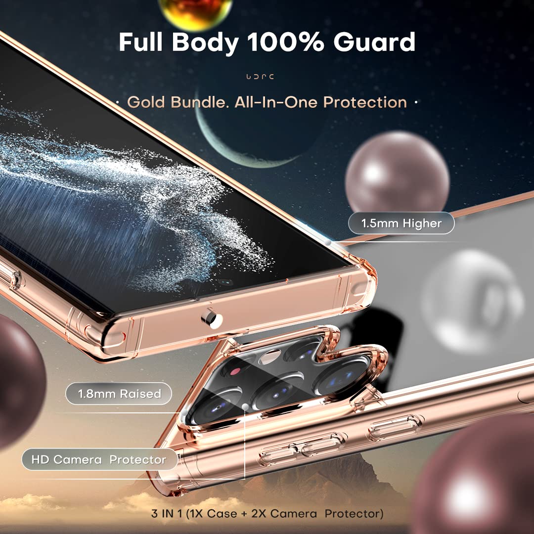 Tocol For Samsung Galaxy S22 Ultra Case, Translucent Matte Hard Back [Military Grade Shockproof] [Anti Scratch & Anti Fingerprin