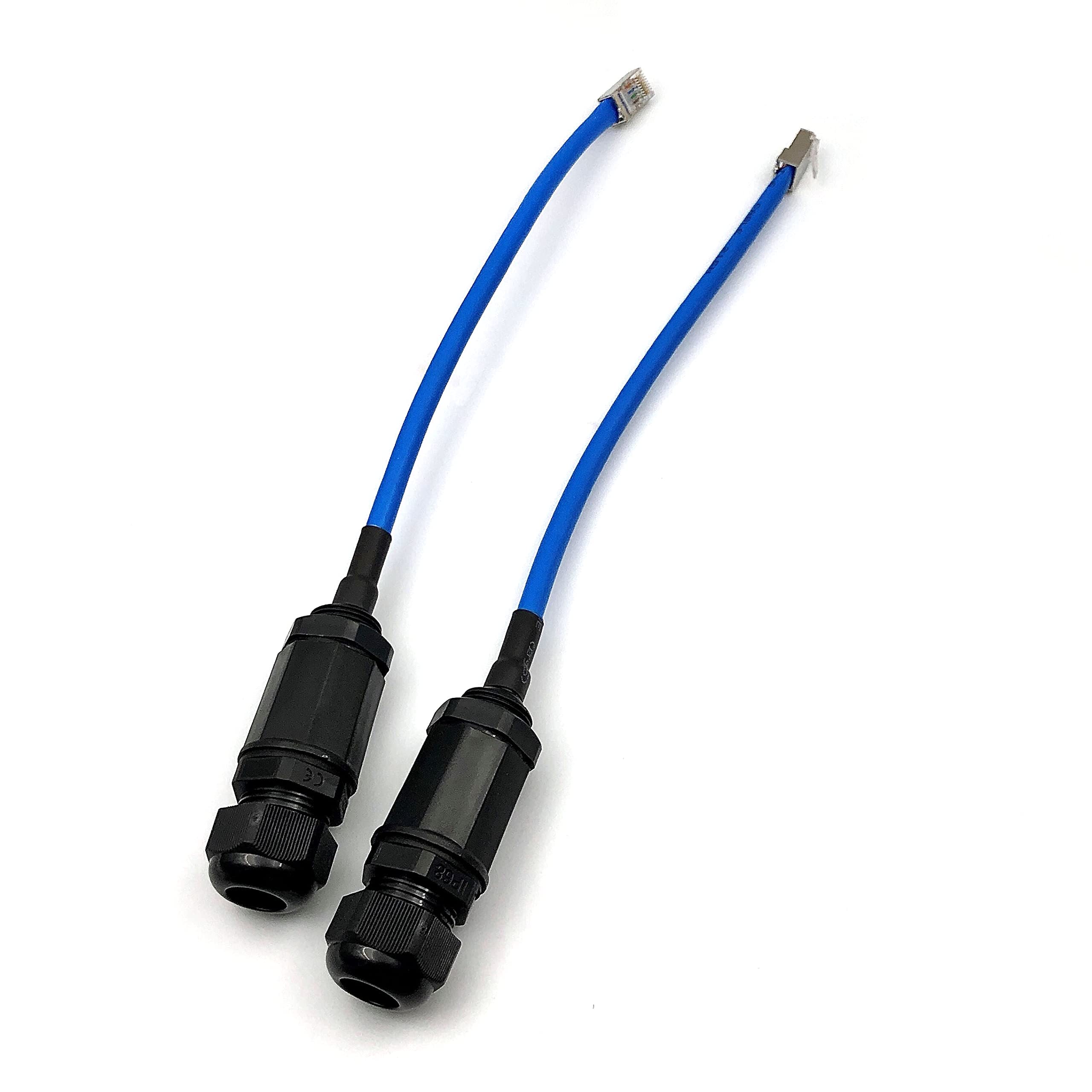 DEVMO 2PCS M20 RJ45 Waterproof Cat5/5e/6 8P8C Connector IP67 Ethernet LAN Cable Connector Double Head with Shield Cat6 Network C