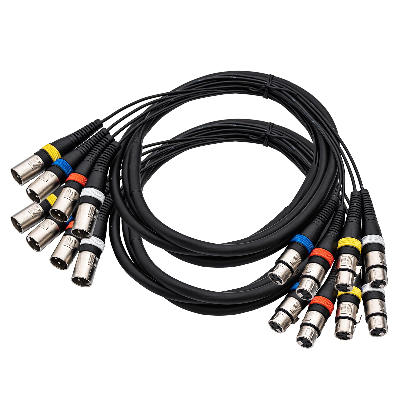 pegcabac 2Pack 4 Channel XLR Snake Cables 3FT, 4 Colored XLR Male to Female Microphone Patch Cable, Pro Audio Recording Snake Ca