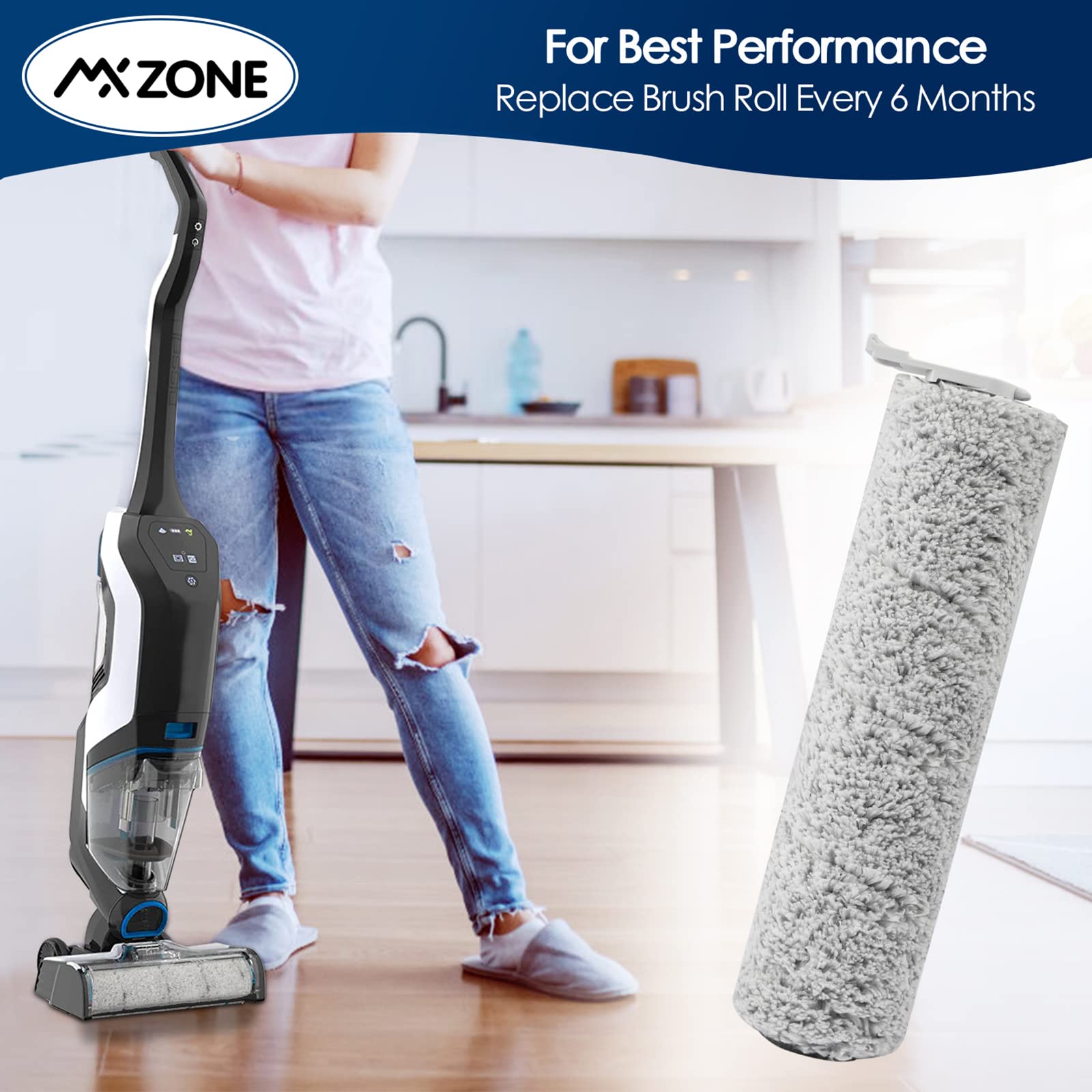 Replacement Wood Floor Brush Roller For Bissell Crosswave Cordless Max 2554 2590 2593 2596, For Hydrosteam 35151 3513, Soft Touc