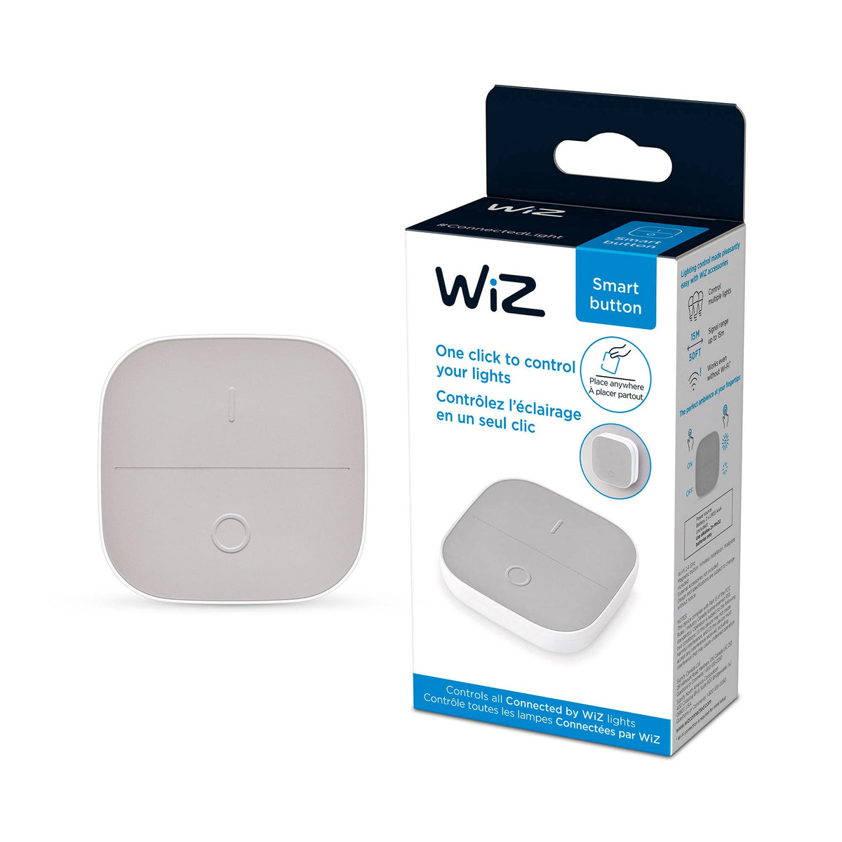 Wiz Connected Portable Button, Smart Control With Wiz App And 24Ghz Wi Fi, 1 Pack, White