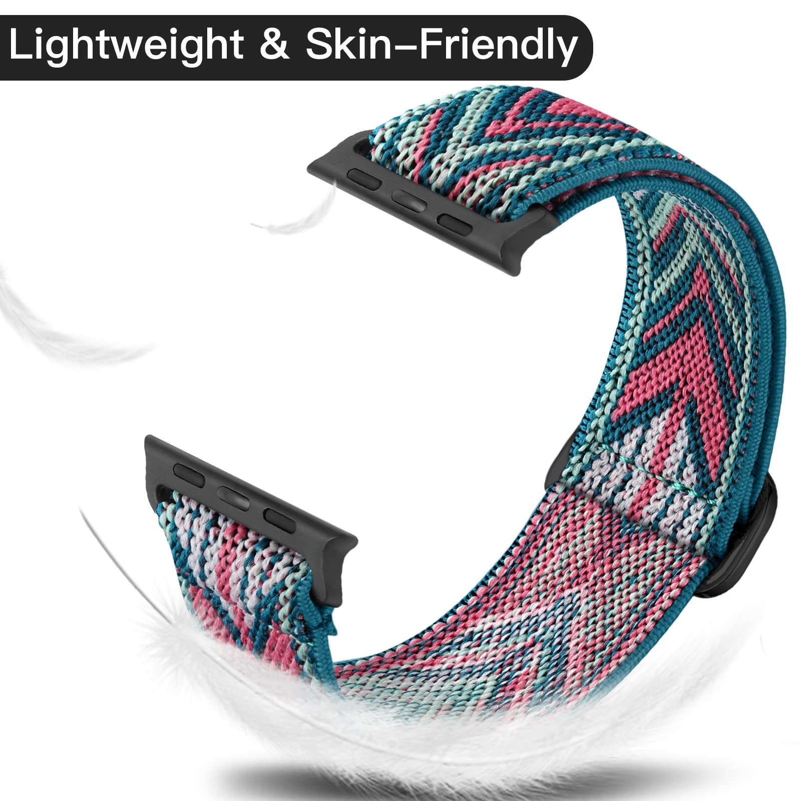 Lerobo Stretchy Band Compatible With Apple Watch 40Mm 38Mm 41Mm 46Mm For Women Men Soft Solo Loop Adjustable Braided Elastic Ban