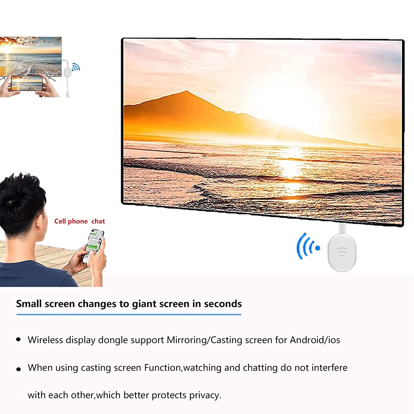 Wireless Hdmi Display Dongle Adapter,Tv Adapter For The App Youtube,Video Mirroring Dongle Receiver,Used For Mac Ios Android Cas