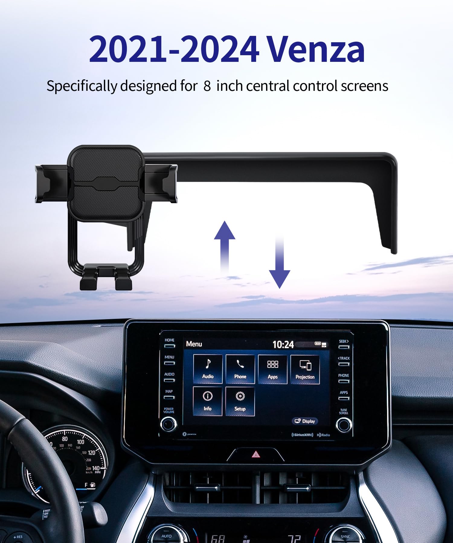 Masergogo Car Phone Holder For 2021-2024 Toyota Venza, 360 Rotation, 8 Inch Screen Fixed Clip, Auto Accessories Navigation Brack