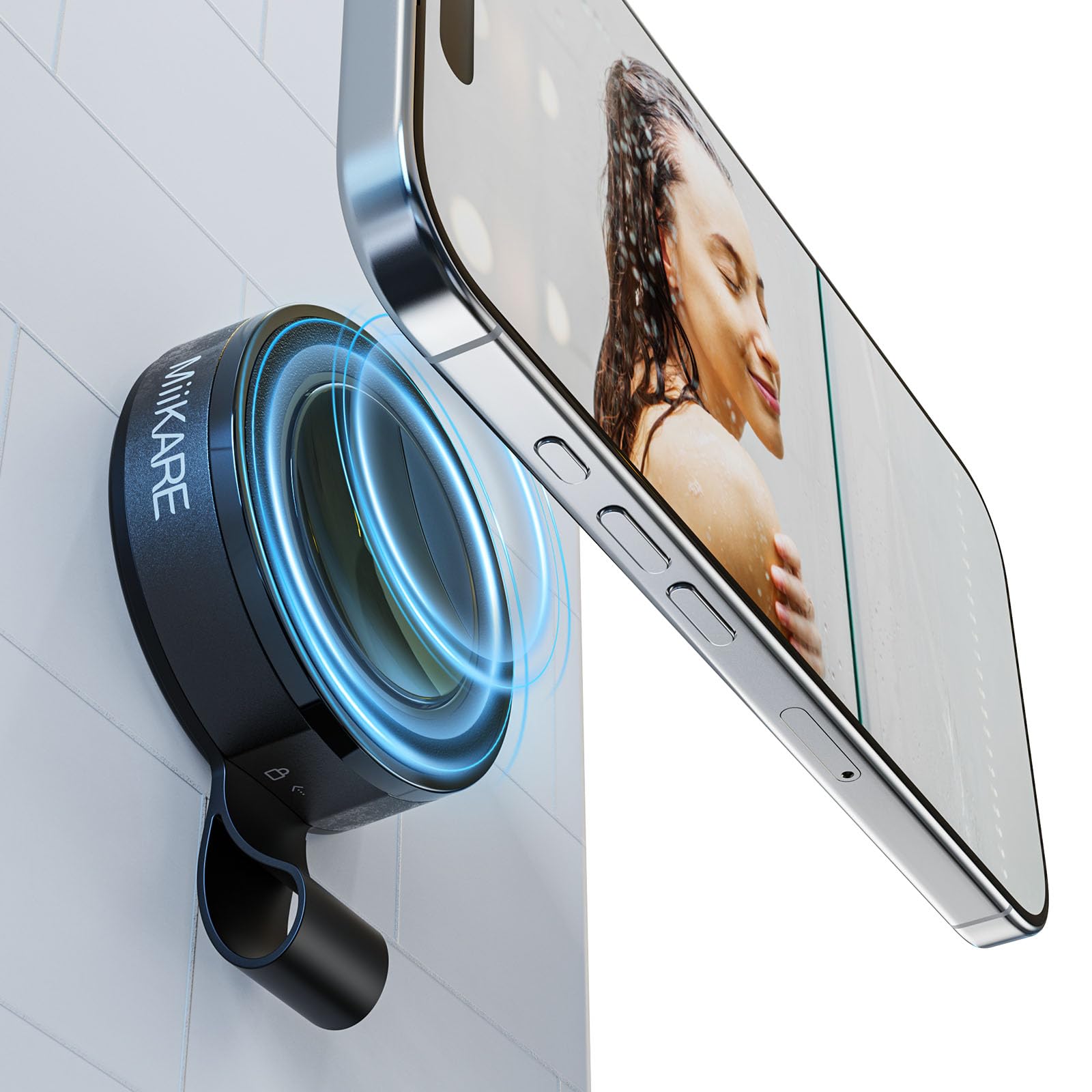 Miikare Unigrip Upgraded Shower Mirror Phone Holder | Portable Hands-Free Magnetic Suction Cup Mount | Universal Dual Grip Cellp