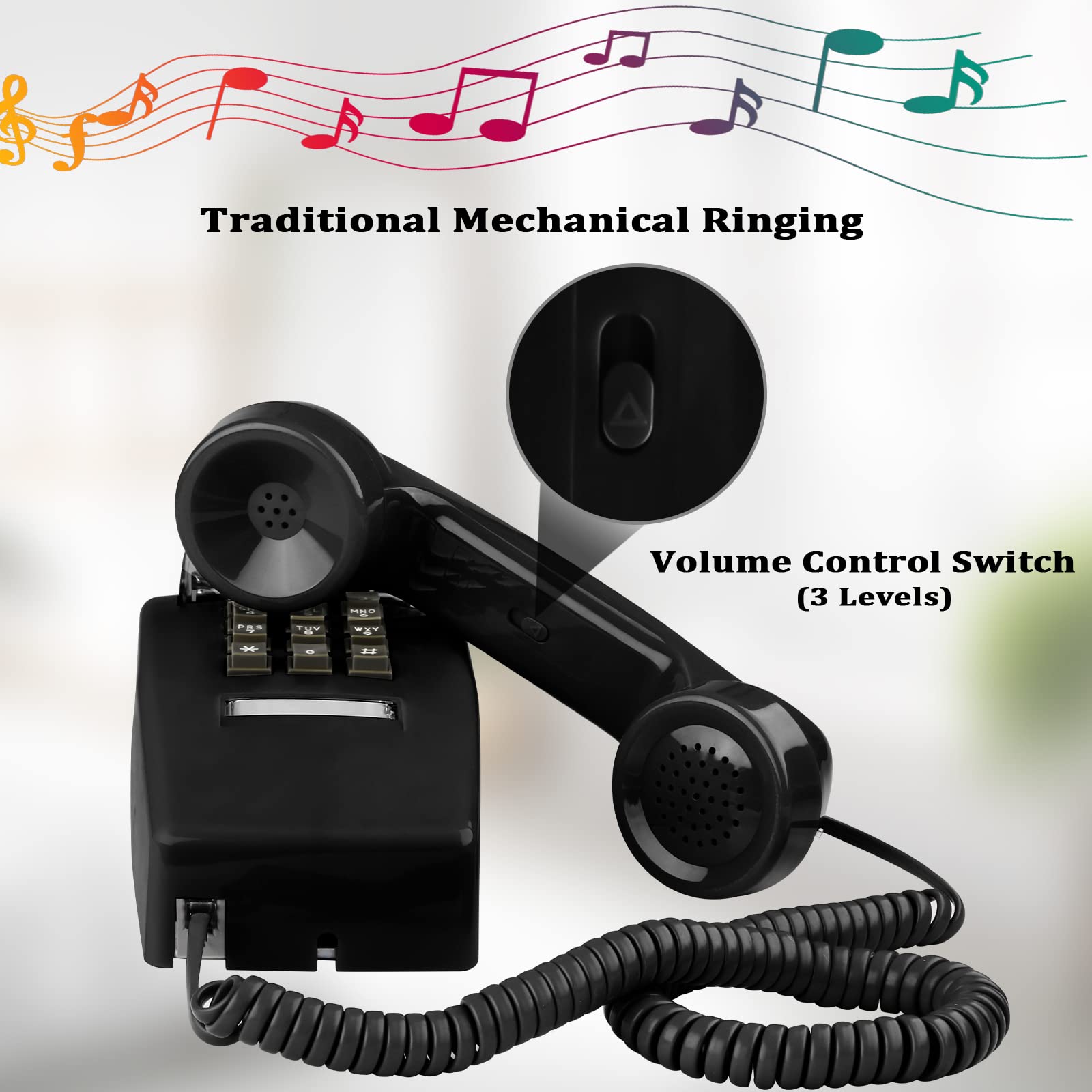 Retro Wall Phones For Landline With Mechanical Ringing Classic Corded Wall Mounted Telephone With Indicator Waterproof Old Style