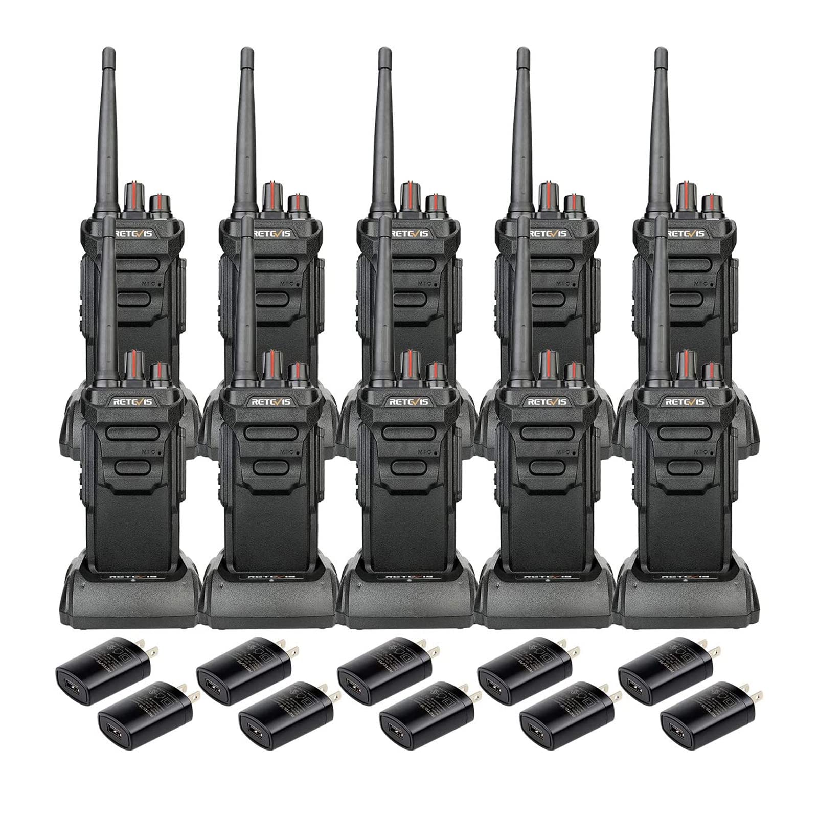 Retevis Rt48 Walkie Talkie Waterproof,Walkie Talkies For Adults,Long Range,Rugged,Portable Frs Two Way Radios For Commercial Construction School(10 Pack)