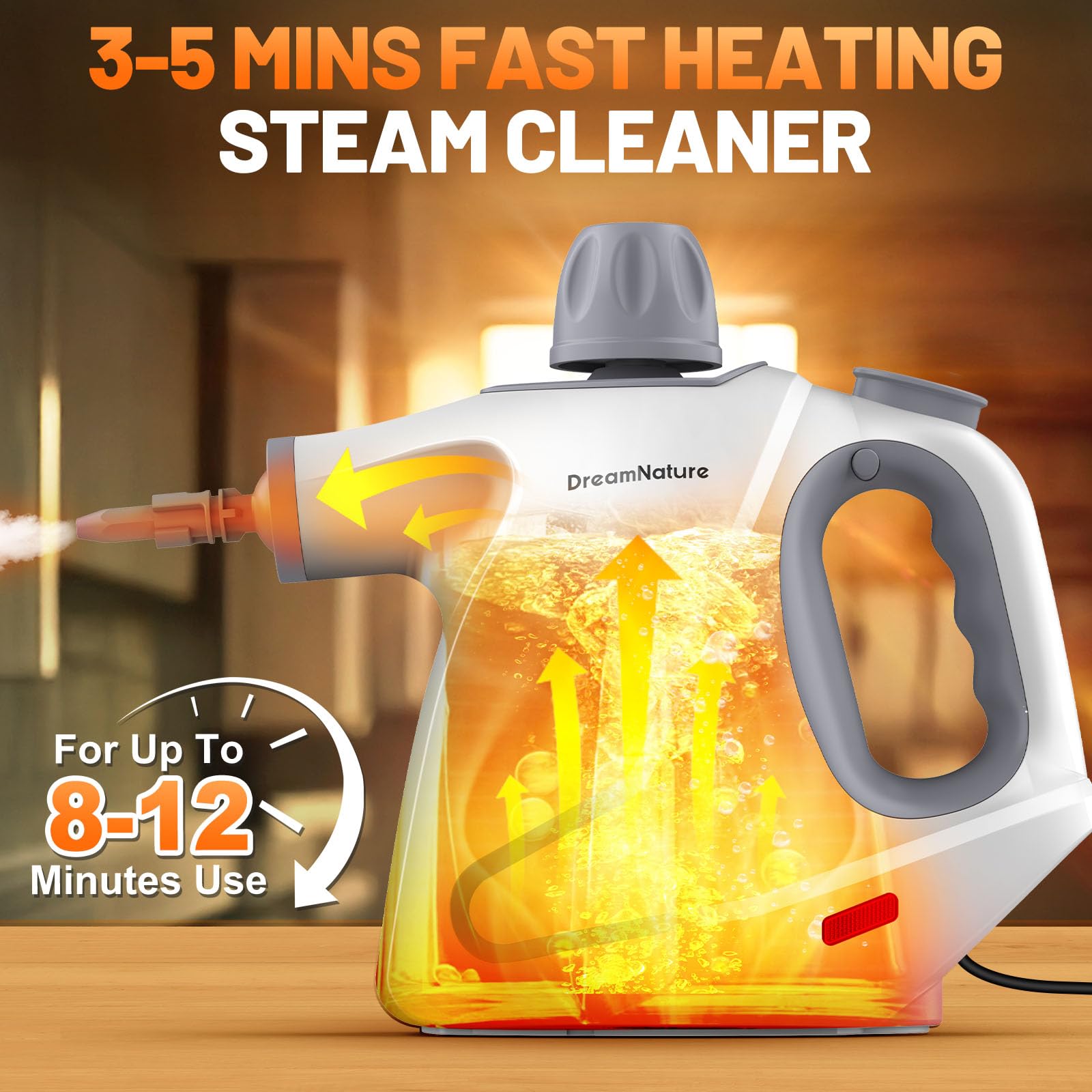 Multi Surface Handheld Pressurized Steam Cleaner With 11 Pieces Accessories, 15.2Oz Hands Free Portable Steamer For Cleaning, Mu