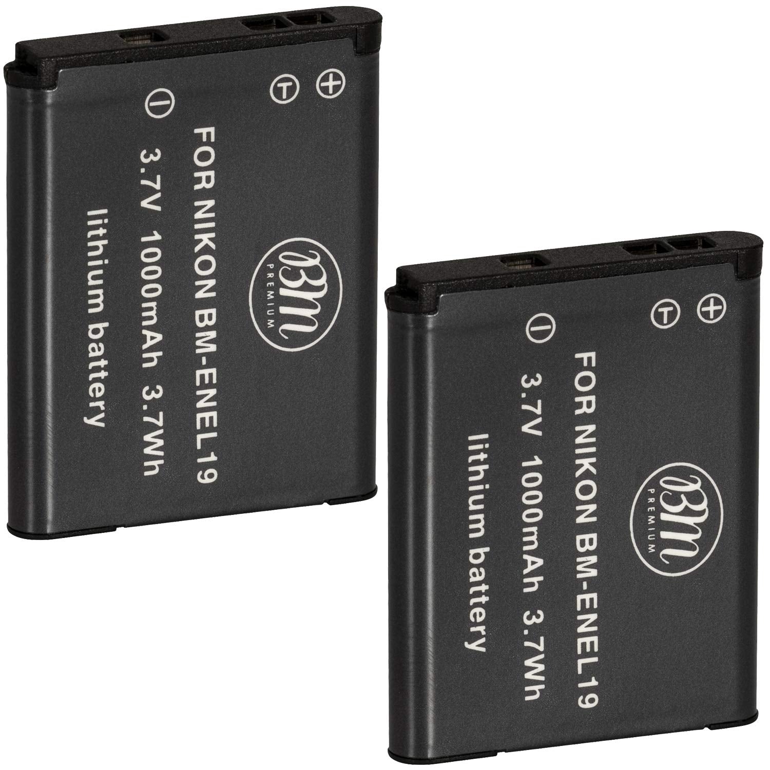BM Premium 2 EN EL19 Batteries for Nikon Coolpix A300, W100, W150, S33, S100, S3100, S3200, S3300, S3500, S3600, S3700, S4100, S4200, S4300, S5200, S5300, S6400, S6500, S6800, S6900, S7000 Cameras