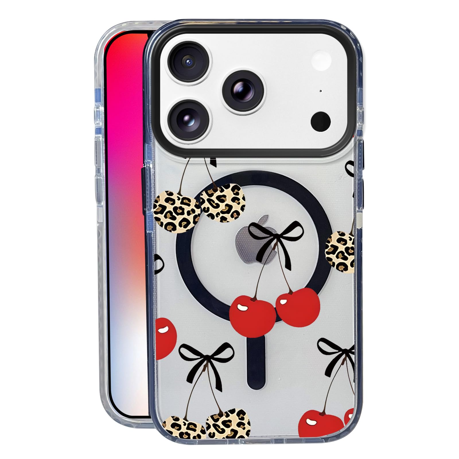 Nimeey Leopard Cherry for iPhone 17 Pro Case,MagSafe Compatible,Matte Soft Slim Shockproof Cover,Anti-Fingerprint,Anti-Yellowing