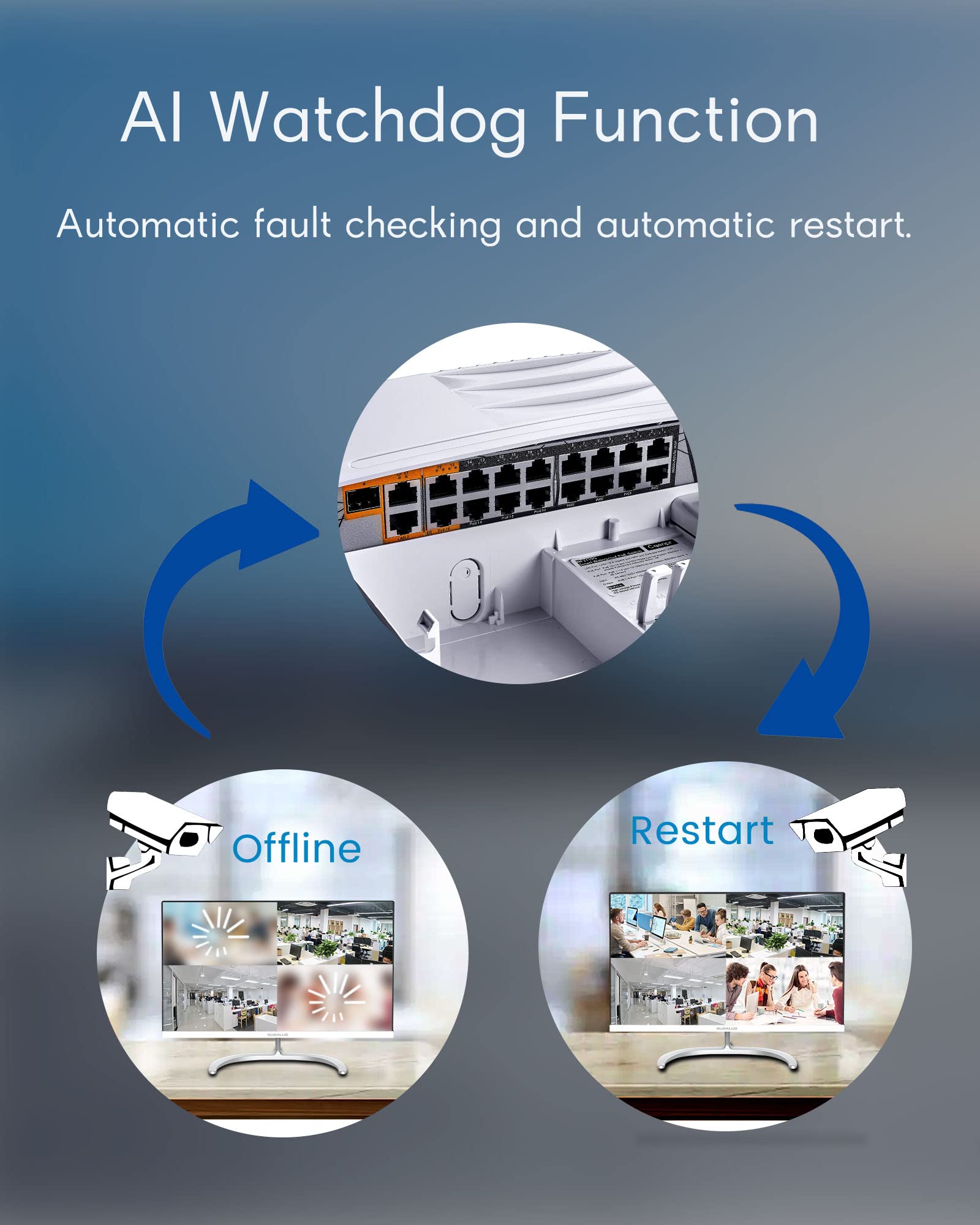 Cqenpr Outdoor 19 Port Poe Switch, Ieee802.3Af/At/Bt, All-In-One Box, Total 250W, High Power Output, Play & Plug, Fan Unmanaged,