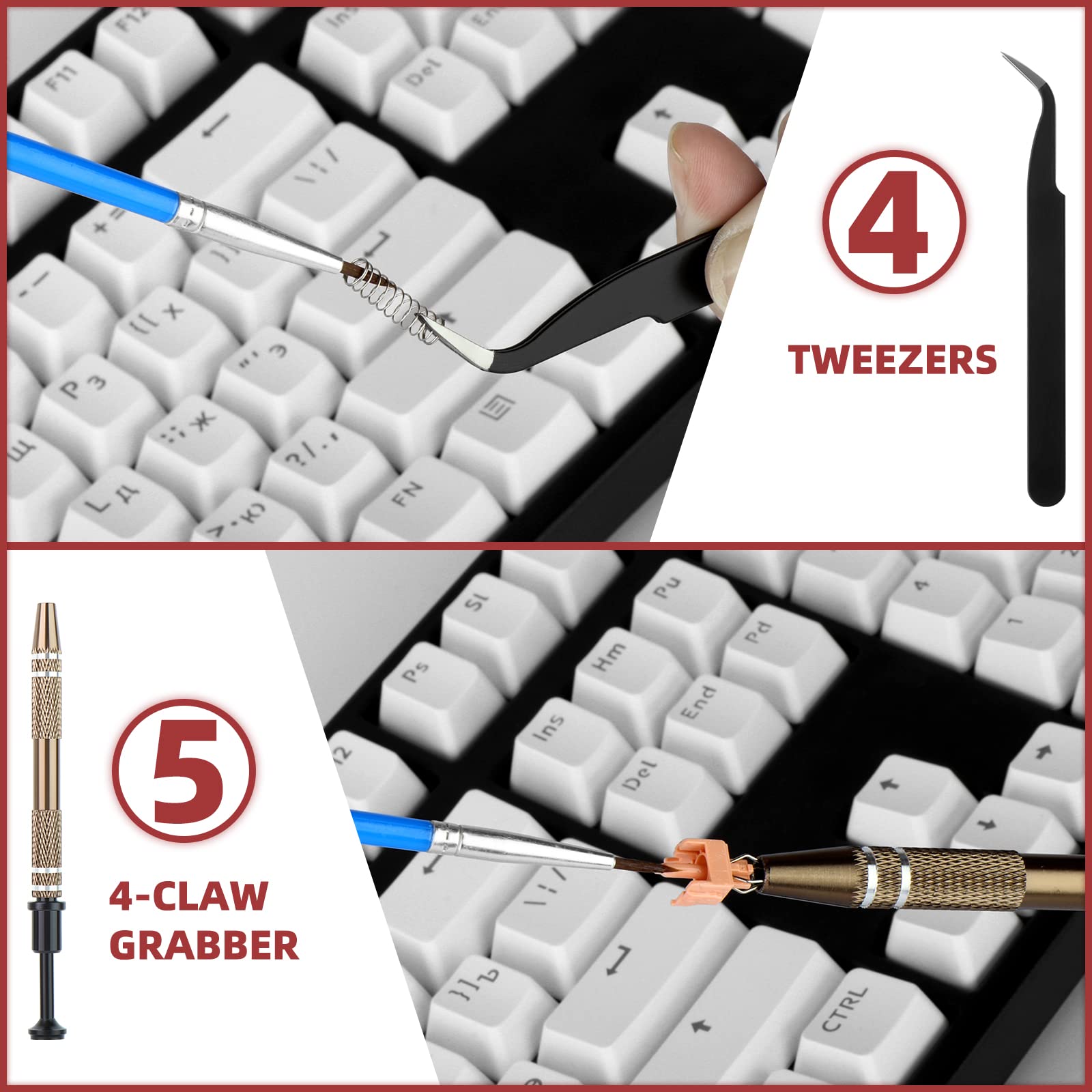 Yimagujrx Runjrx Keyboard Switch Lube Kit With Switch Opener,Switch Puller,Keycap Puller,Lube Brush,Tweezer,Keyboard Switch Lube