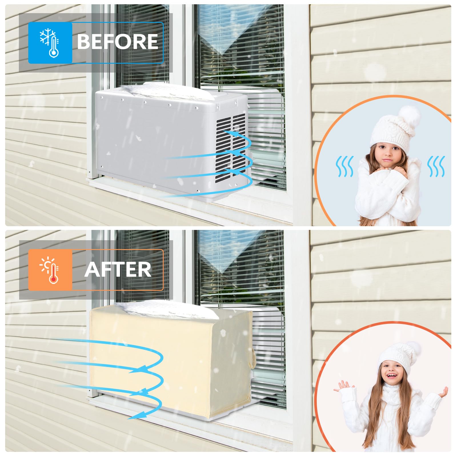 20L X 13.5H X 12.5D Outdoor Window Air Conditioner Cover Compatible With Midea U-Shaped Air Conditioner 8000/10000/120000 Btu, 3
