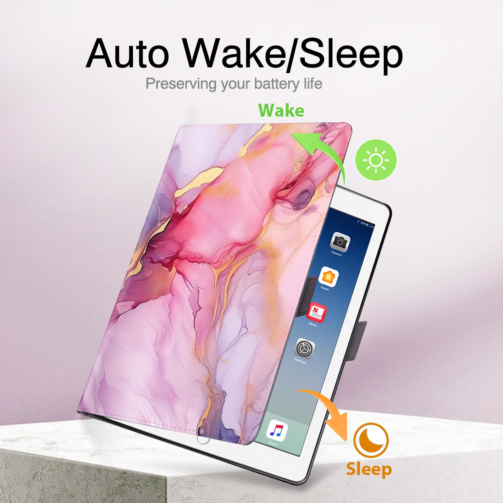 Anpredo Case For Ipad 5Th/6Th Generation 9.7 Inch With Auto Wake/Sleep, Magnetic Clasp, Premium Pu And Soft Tpu, Stand Folio Cas