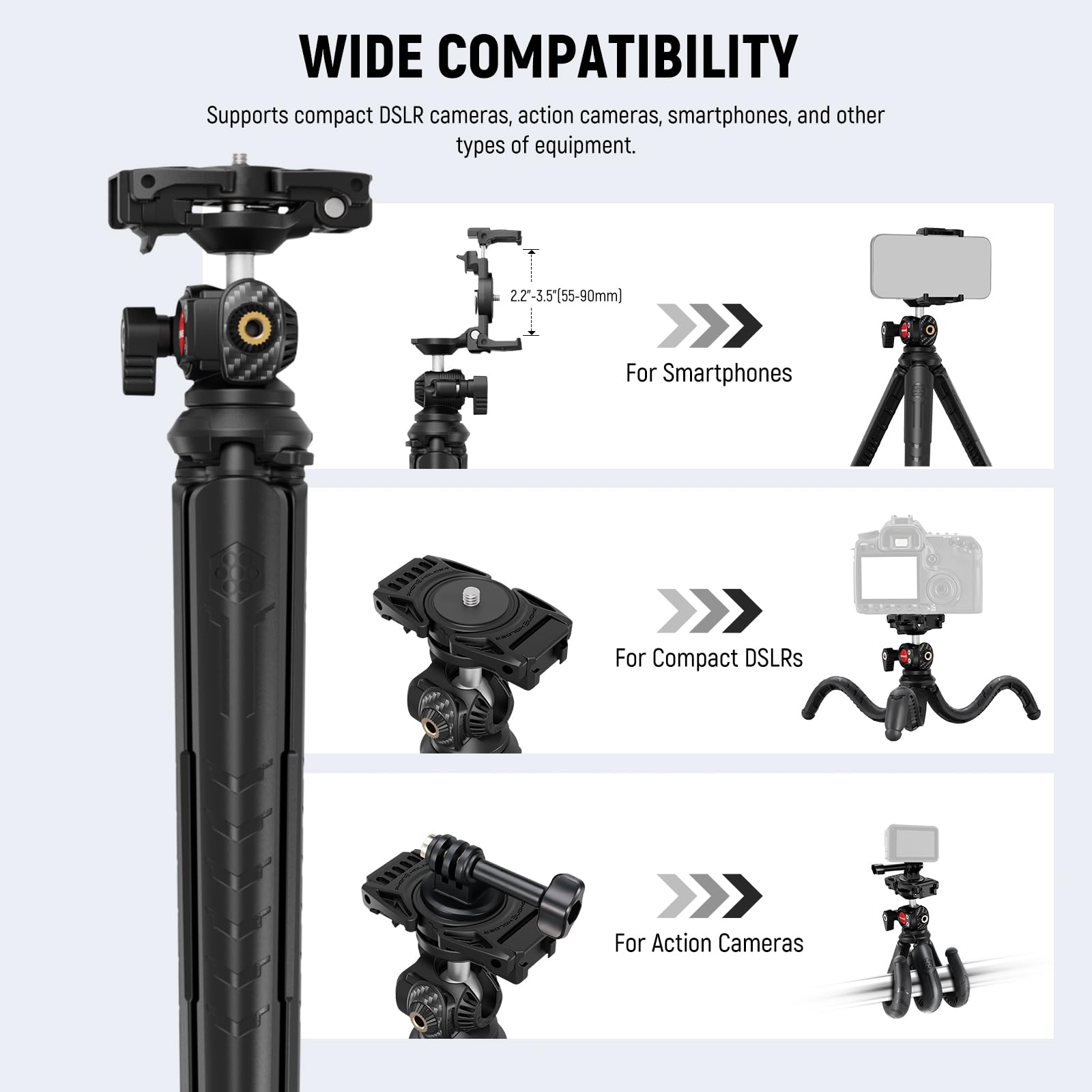 Neewer Tripod For Iphone With Remote, Mini Flexible Phone Tripod Stand Vlog Selfie Stick With Phone Holder & Action Camera Adapt