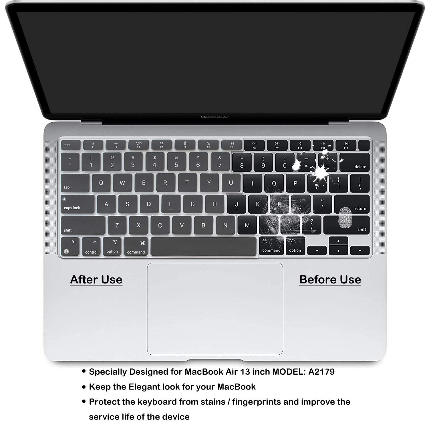 Silicone Keyboard Cover Skin For 2020 Released Macbook Air 13 Inch A2337 M1 Chip Touch Id & Macbook Air 13'' Model A2179 Us Vers