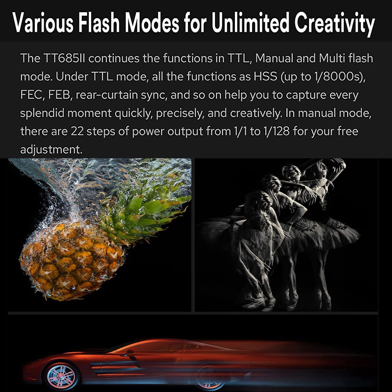 Godox Tt685Ii-C Tt685Iic Camera Flash For Canon Camera Flash Speedlite Speedlight Light, E-Ttl 2.4G Gn60 Hss 1/8000S,0.1-2.6S Re