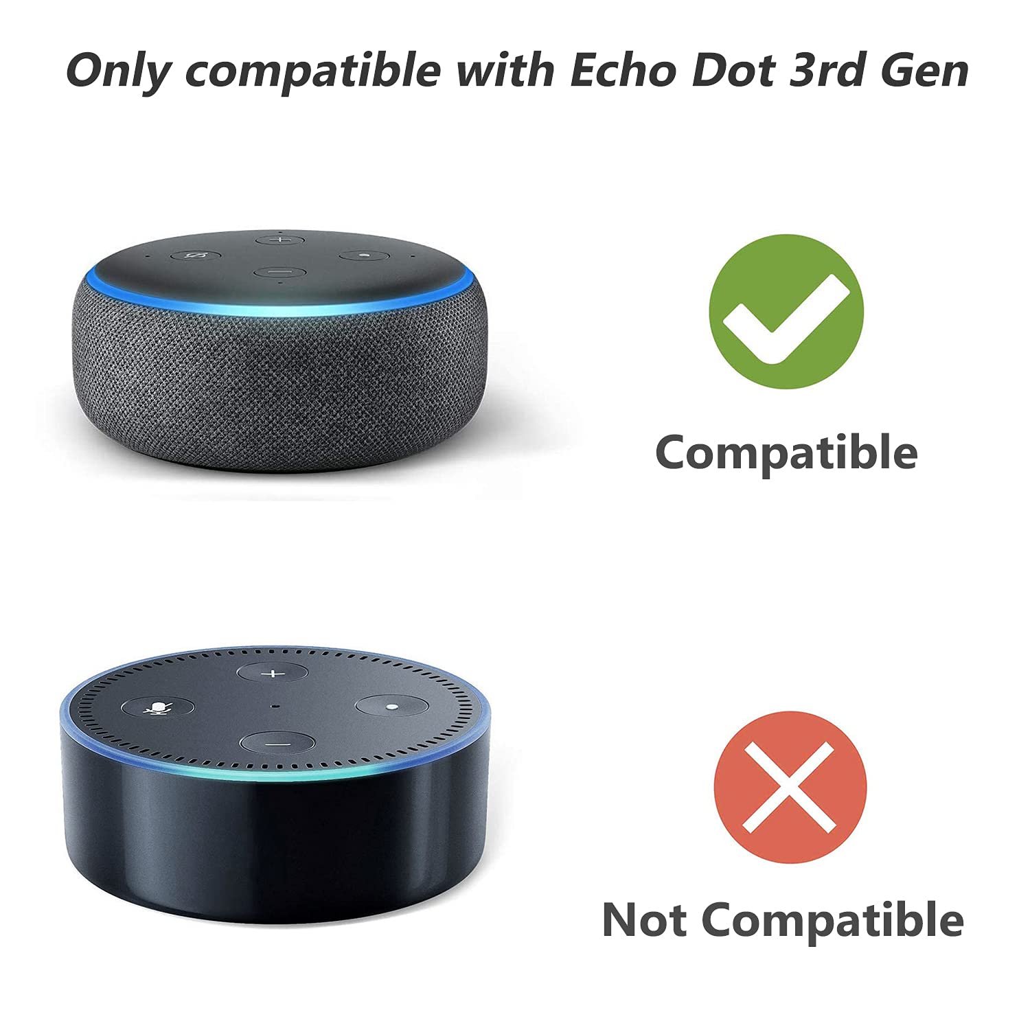 WALI Outlet Wall Mount, Holder Stand for Echo Dot 3rd Gen, Smart Home Speakers Plug Mount for Alexa with Cable Management, (AMM002 2B), 2 Pack, Black