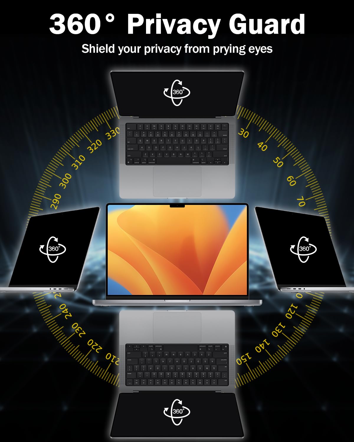 F Forito 15.6 Inch Laptop Privacy Screen Protector, 360 Anti Peeping And Anti Glare Laptop Privacy Shield Compatible With 15.6''