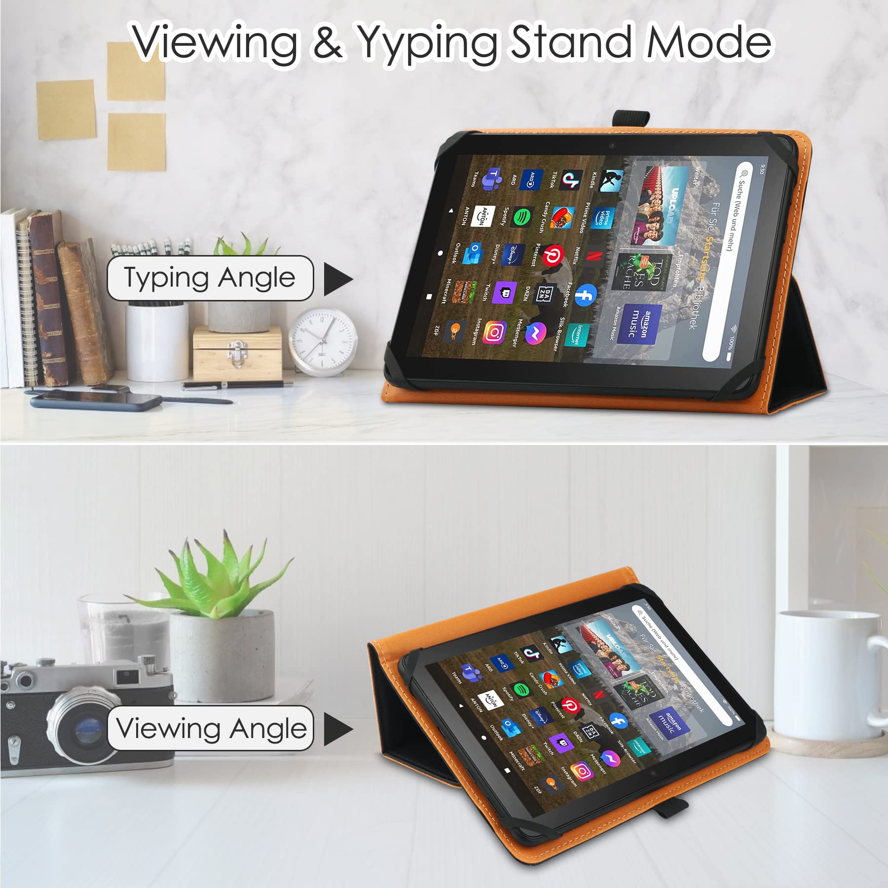 Hgwalp Universal Case For 7 Inch 8 Inch Tablet, Folio Protective Cover For 7'' 8'' Touchscreen Tablet, With Adjustable Fixing Si