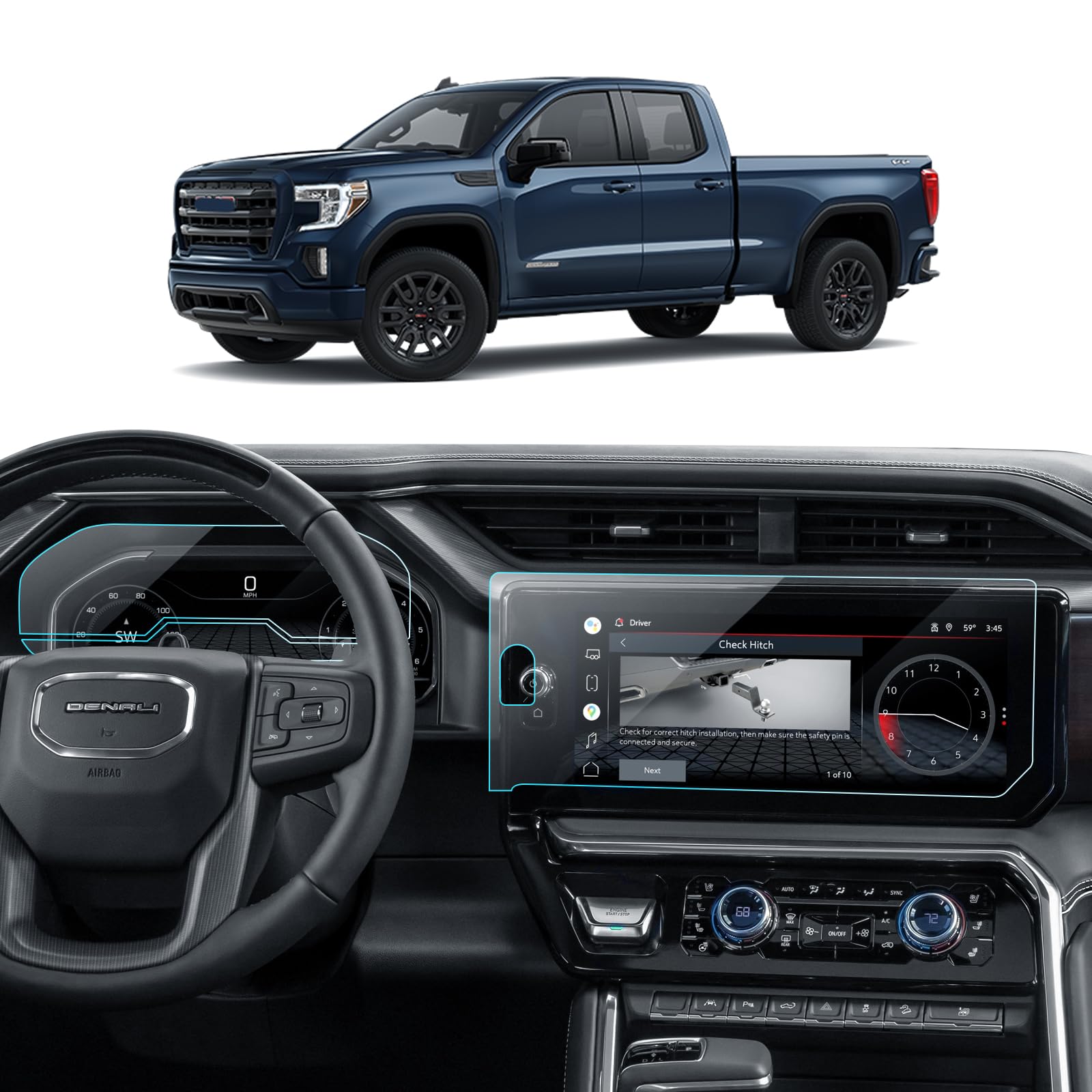 Lantu Sierra 1500 Accessories For 2022 2024 Gmc Sierra 1500& 2024 Sierra 2500Hd 3500Hd 13.4 Navigation Screen Protector + 12.3 D