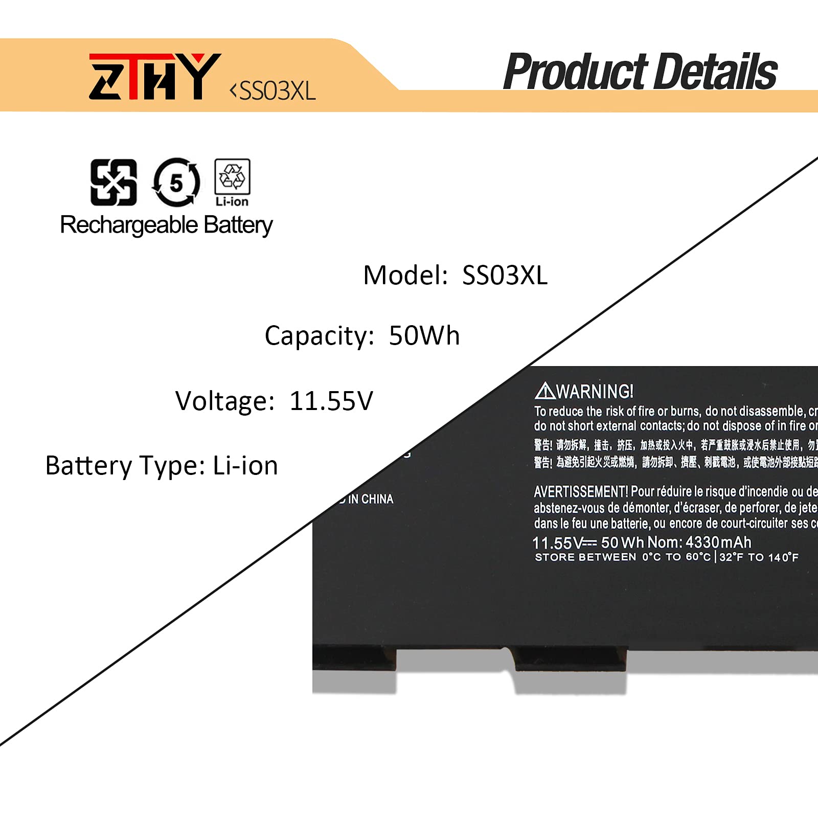 Zthy Ss03Xl Laptop Battery Replacement For Hp Elitebook 730 735 740 745 830 836 840 846 G5 Elitebook 735 745 830 840 G6 Zbook 14