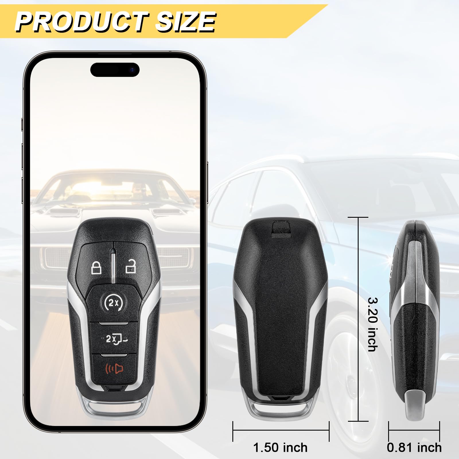 Vurkcy Key Fob Replacement For 2015-2017 Ford F-Series Truck- F150 F250 F350 F450 Car Keyless Entry Remote Control, M3N-A2C31243