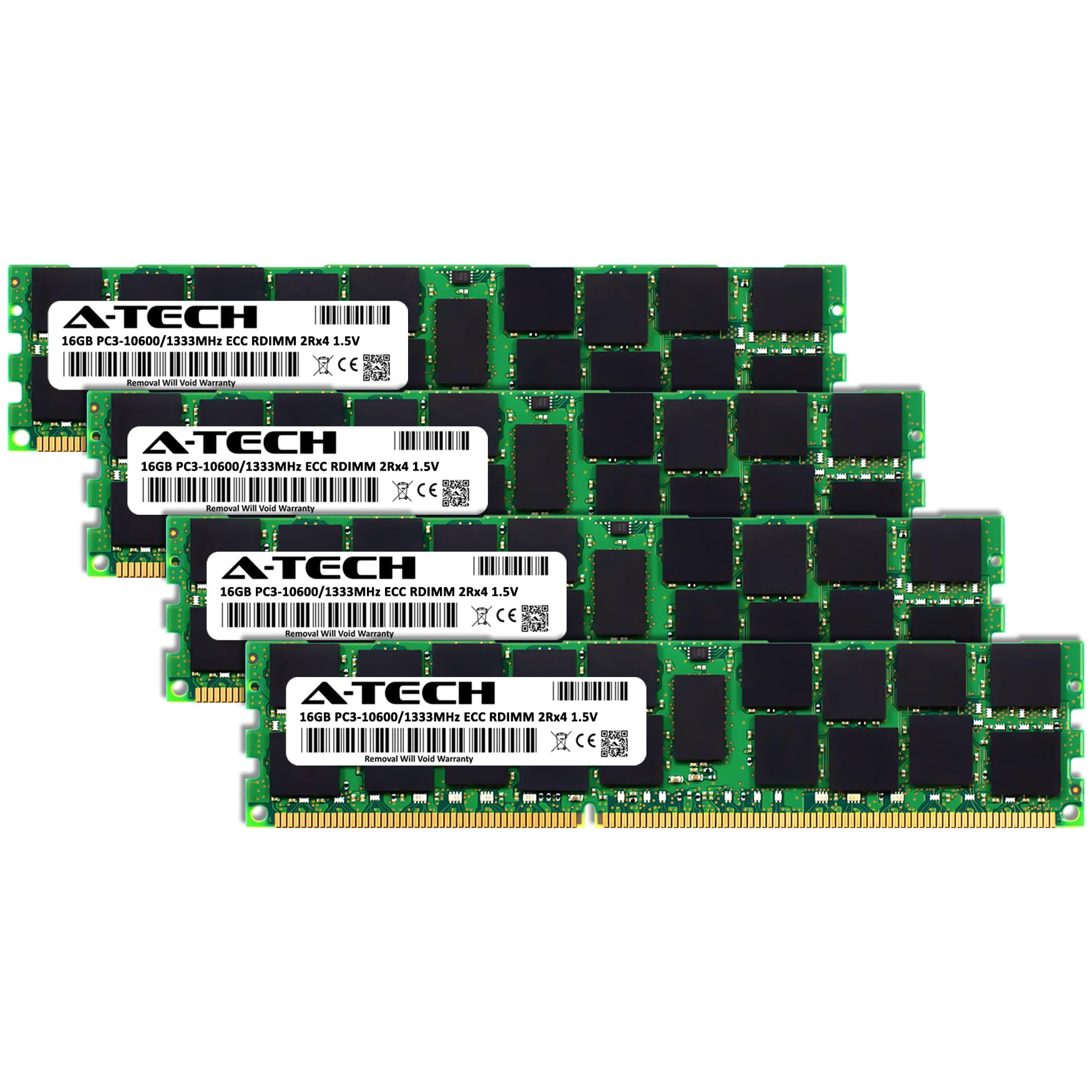 A Tech 64Gb Kit (4X16Gb) Ddr3 1333Mhz Pc3 10600R Ecc Rdimm 2Rx4 Dual Rank 1.5V Ecc Registered Dimm 240 Pin Server Ram Memory Upg