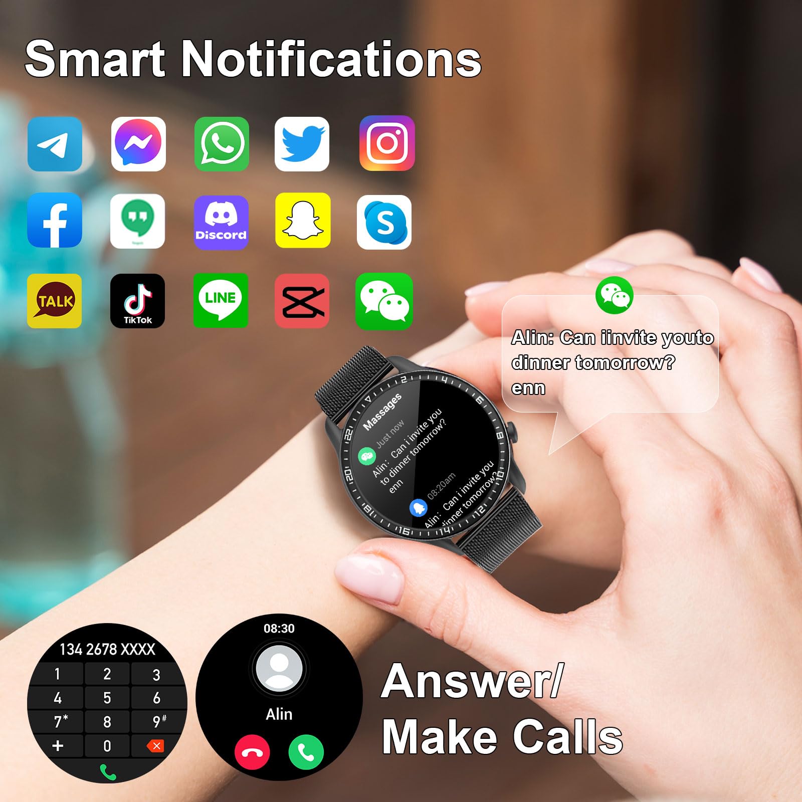 Getfitsoo Smartwatch For Men Women, Waterproof Bluetooth Call Smartwatch For Android Ios Phones, 1.43 Amoled Touch Screen Fitnes