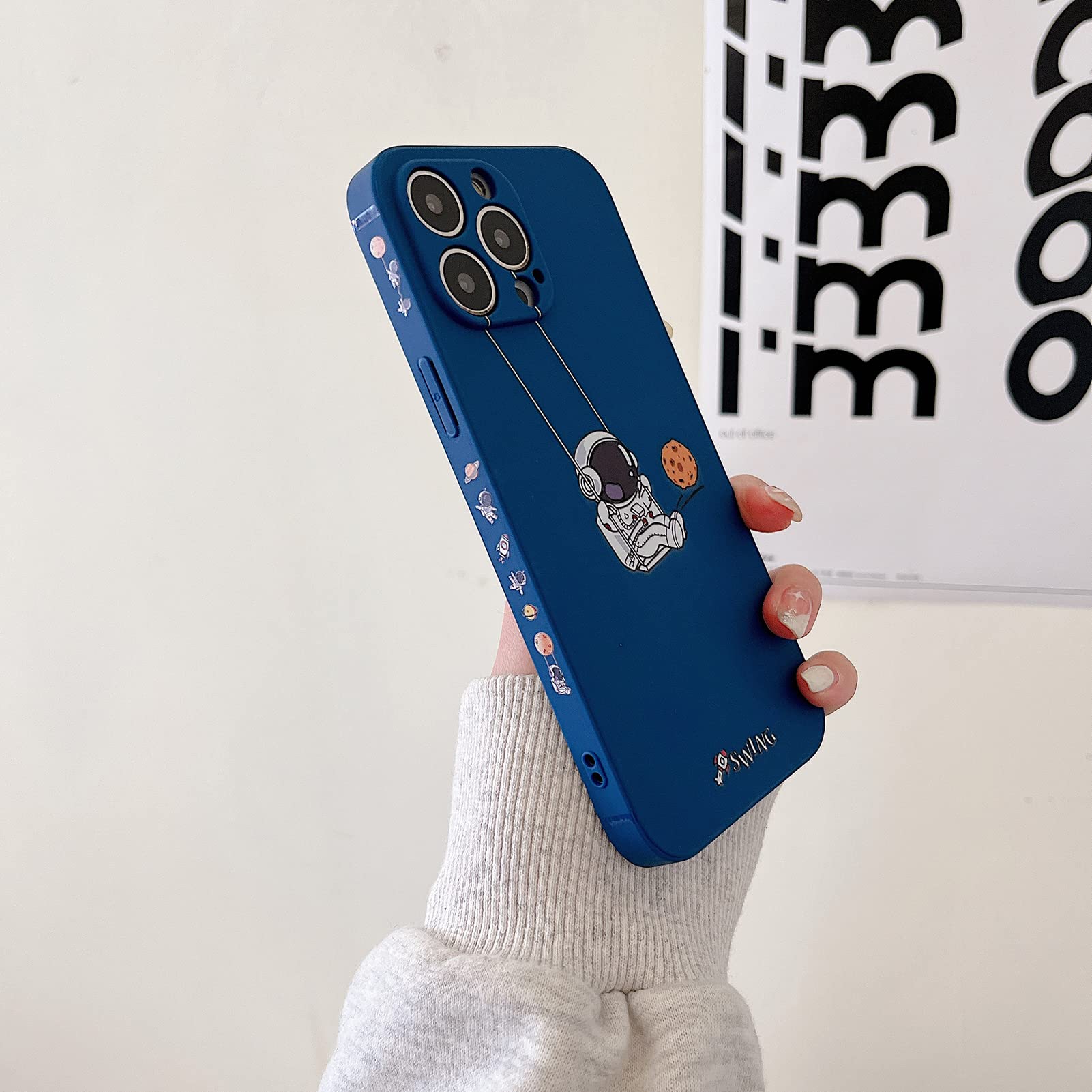 Yonds Queen For Iphone 12 Cute Case, Cool Cartoon Swing Astronaut Planet Moon Design Stylish Soft Tpu Bumper Shockproof Anti Sli