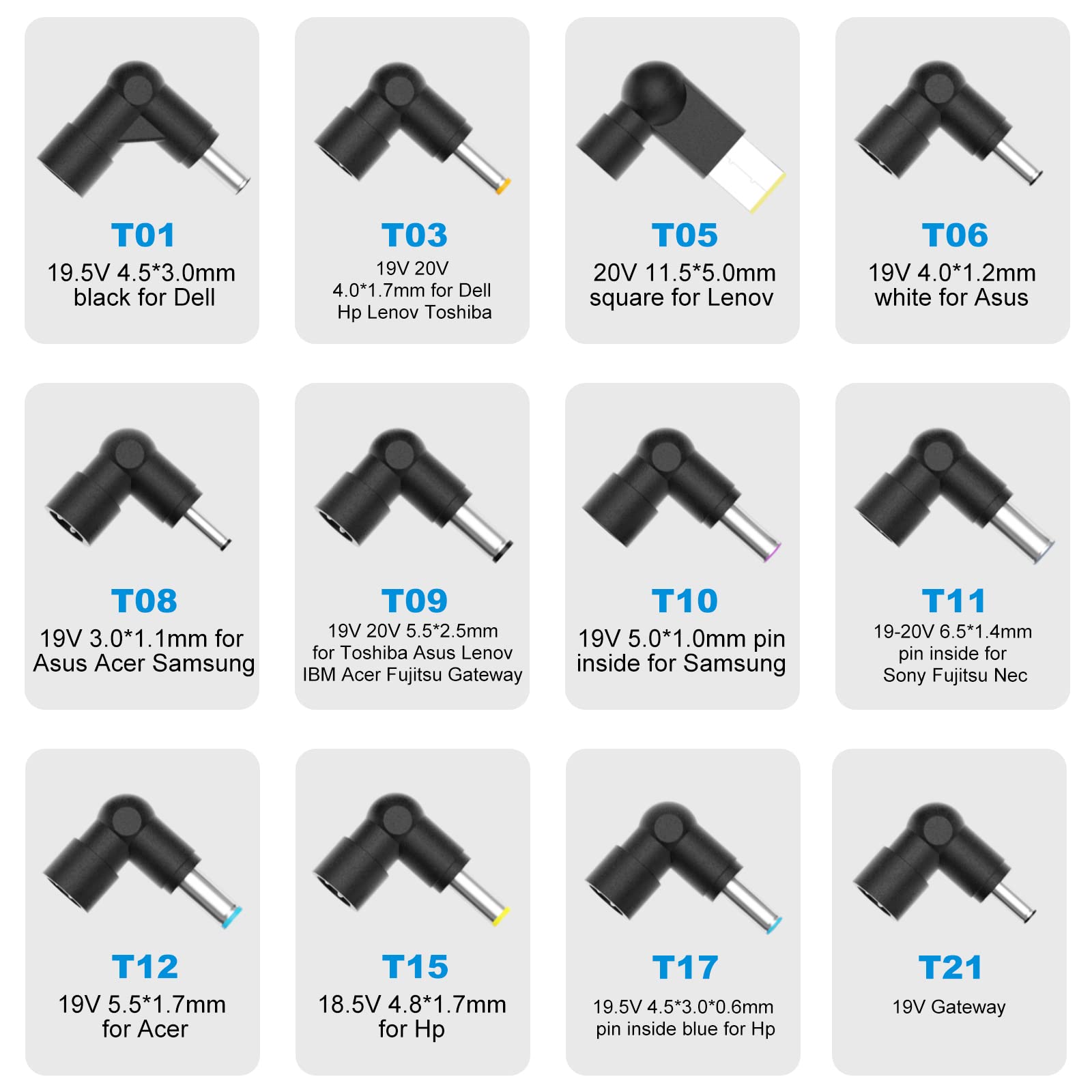 Powseed Universal Laptop Charger 45W For Hp Dell Acer Asus Samsung Sony Toshiba Fujitsu Gateway Delta Nec Liteon Notebook Chromebook Ultrabook 18.5V 19V 19.5V 20V Computer Power Cord Ac Adapter