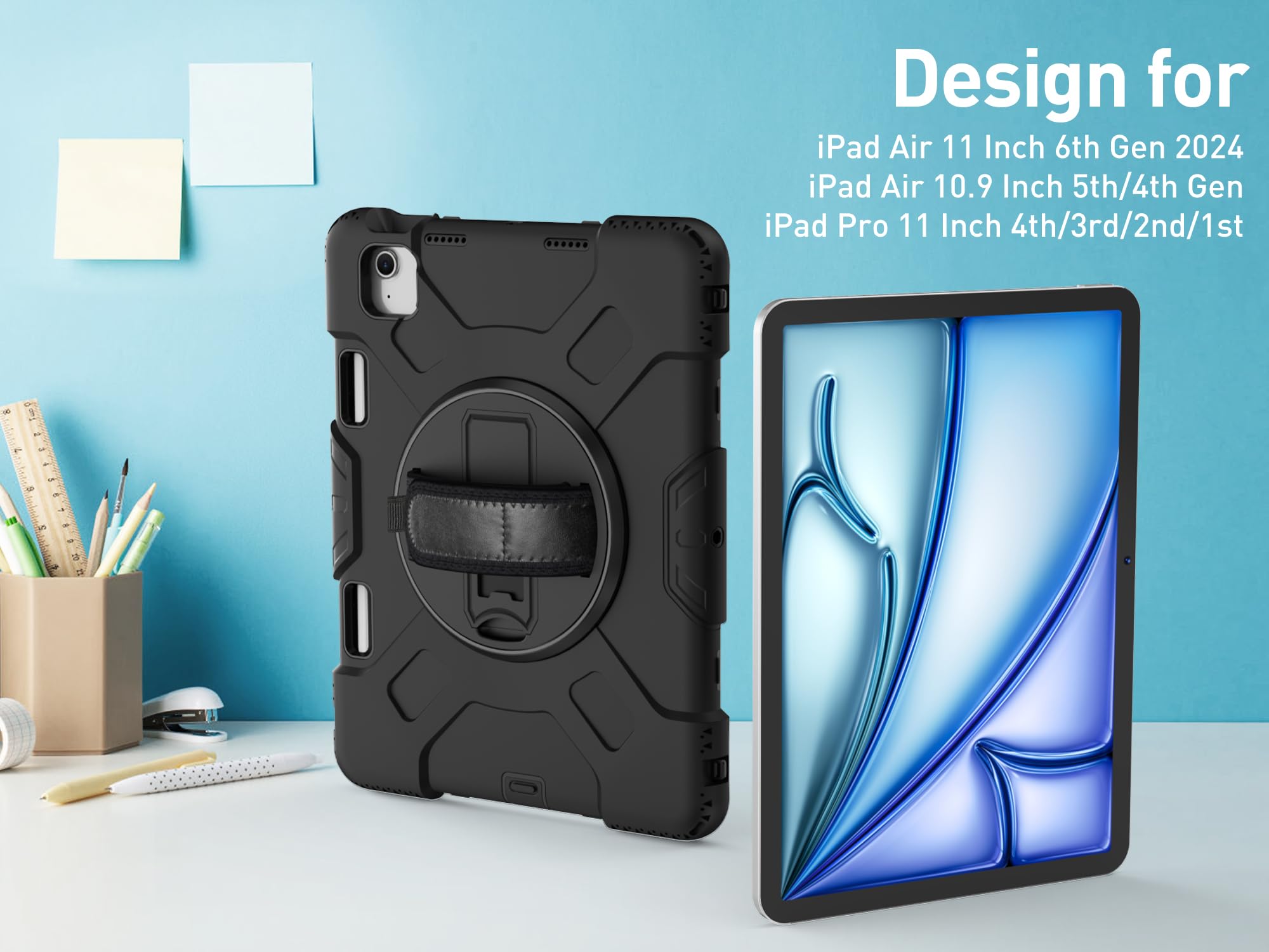 Supfives Case For Ipad Air 11 Inch 2025/2024 (7Th Gen),Ipad Pro 11 2022/2020,Ipad Air 10.9 With Screen Protector/Pencil Holder/R