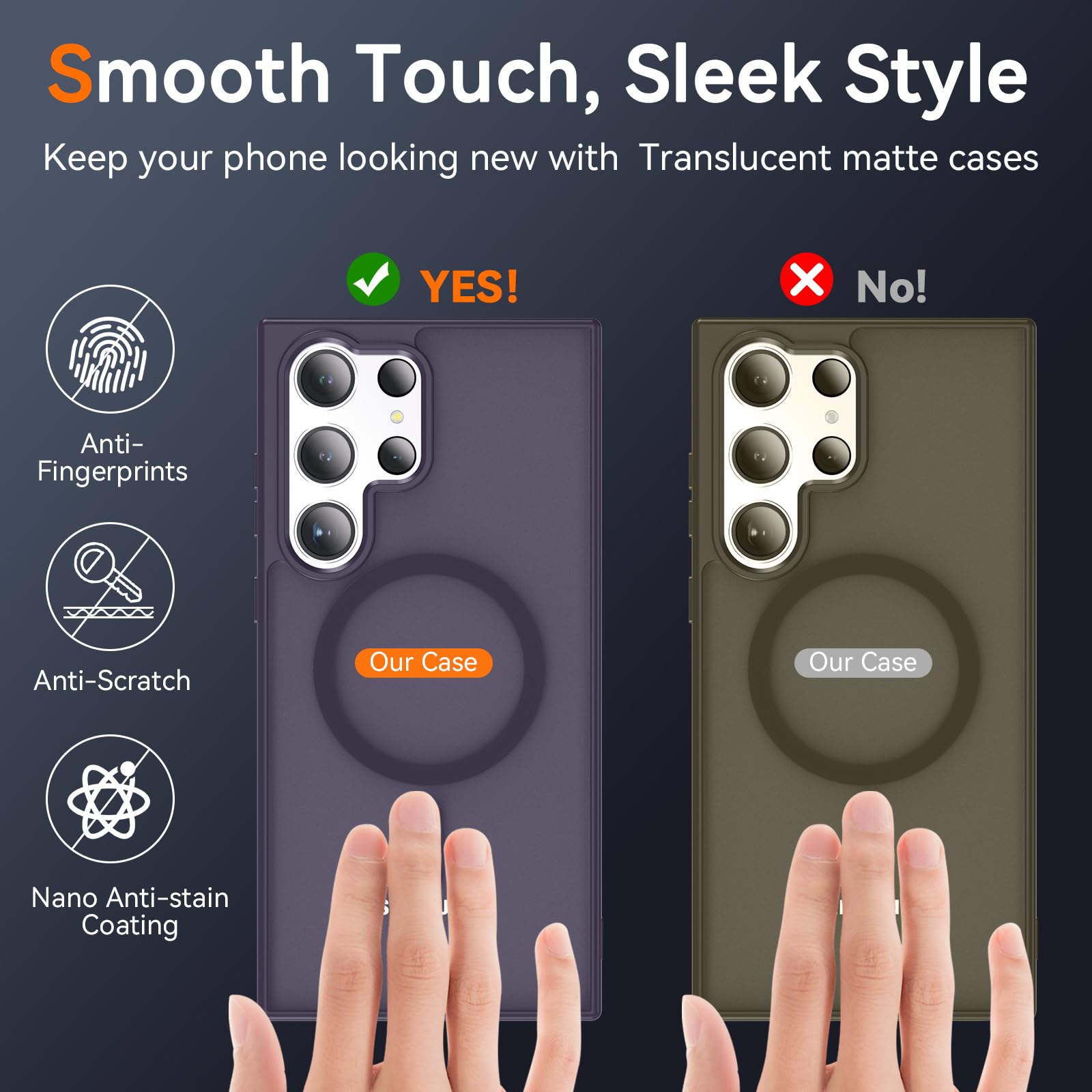 Owkey For S23 Ultra Case 6.8'', Magnetic Samsung Galaxy S23 Ultra Case For Magsafe, [Shockproof Military] Translucent Back Slim