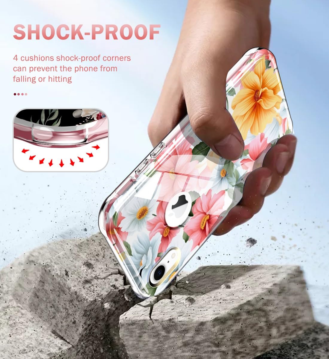 Turquiase Cute Flower Case For Iphone Xr 6.1 Inch Built With Screen Protector, Lightweight And Stylish Full Body Shockproof Prot