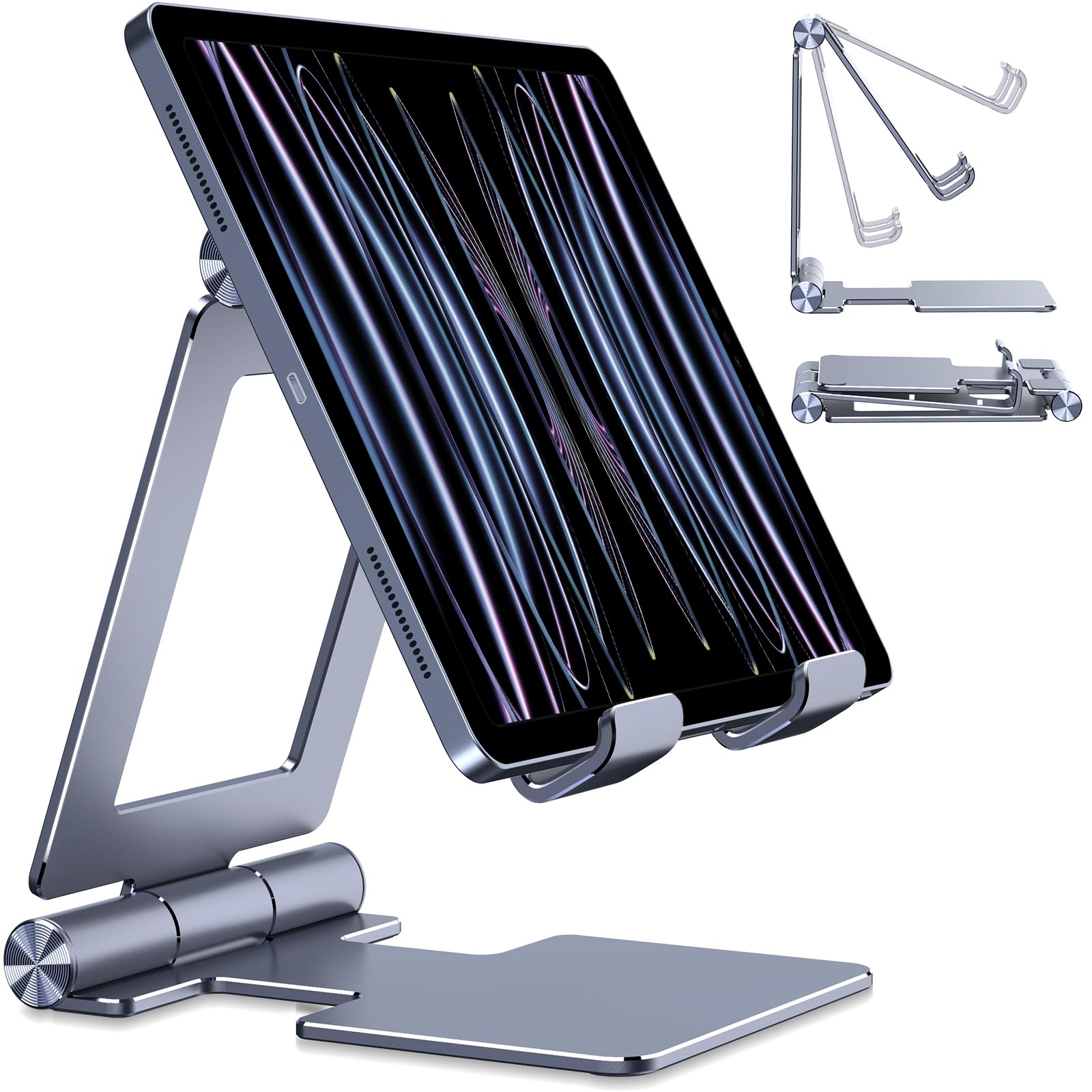 Anozer Tablet Stand,Adjustable Tablet Holder For Desk,Foldable Aluminium For Ipad Stand Dock Holder For Ipad Air 5/4/Mini 6/Mini