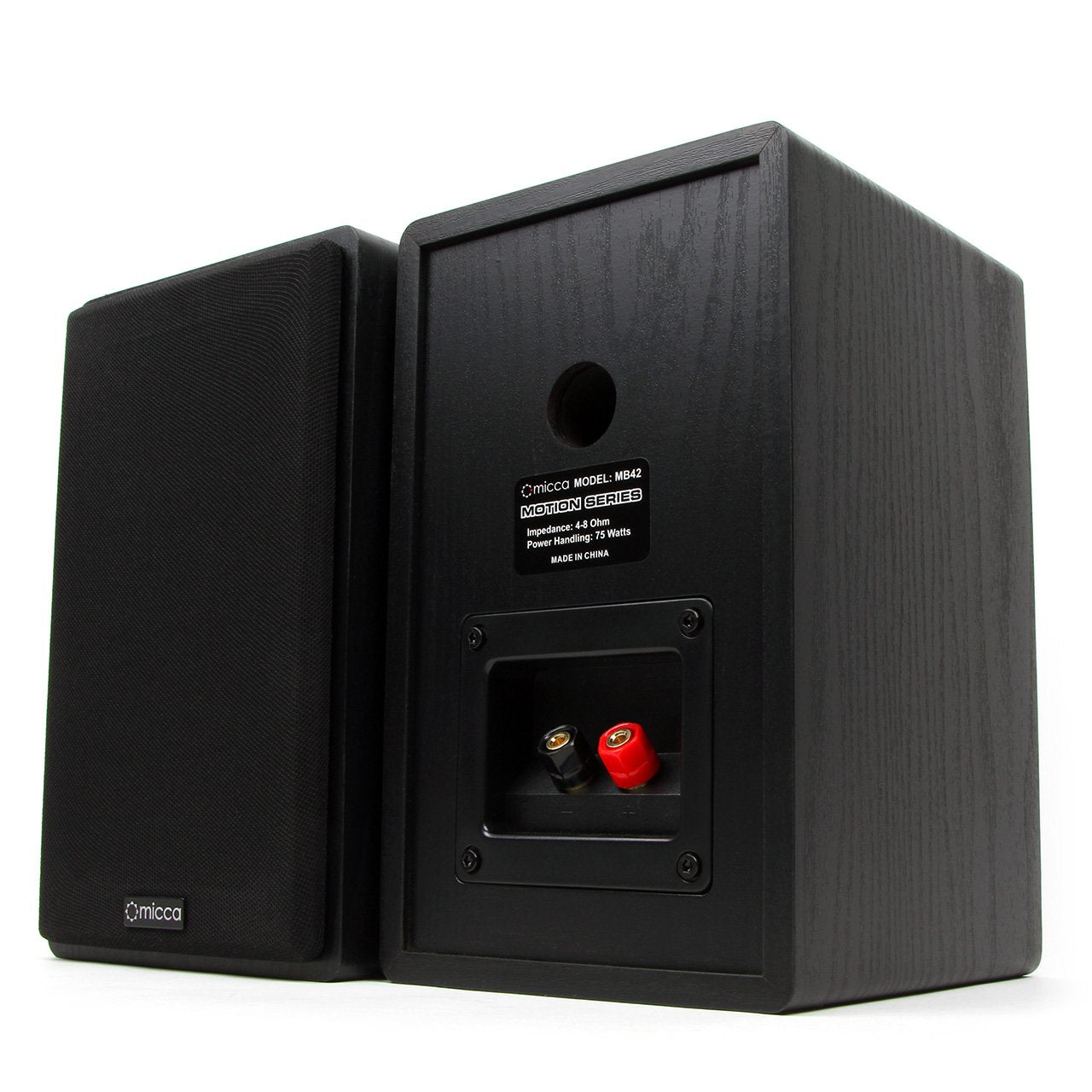 Micca Mb42 Bookshelf Speakers For Home Theater Surround Sound, Stereo, And Passive Near Field Monitor, 2-Way (Black, Pair)