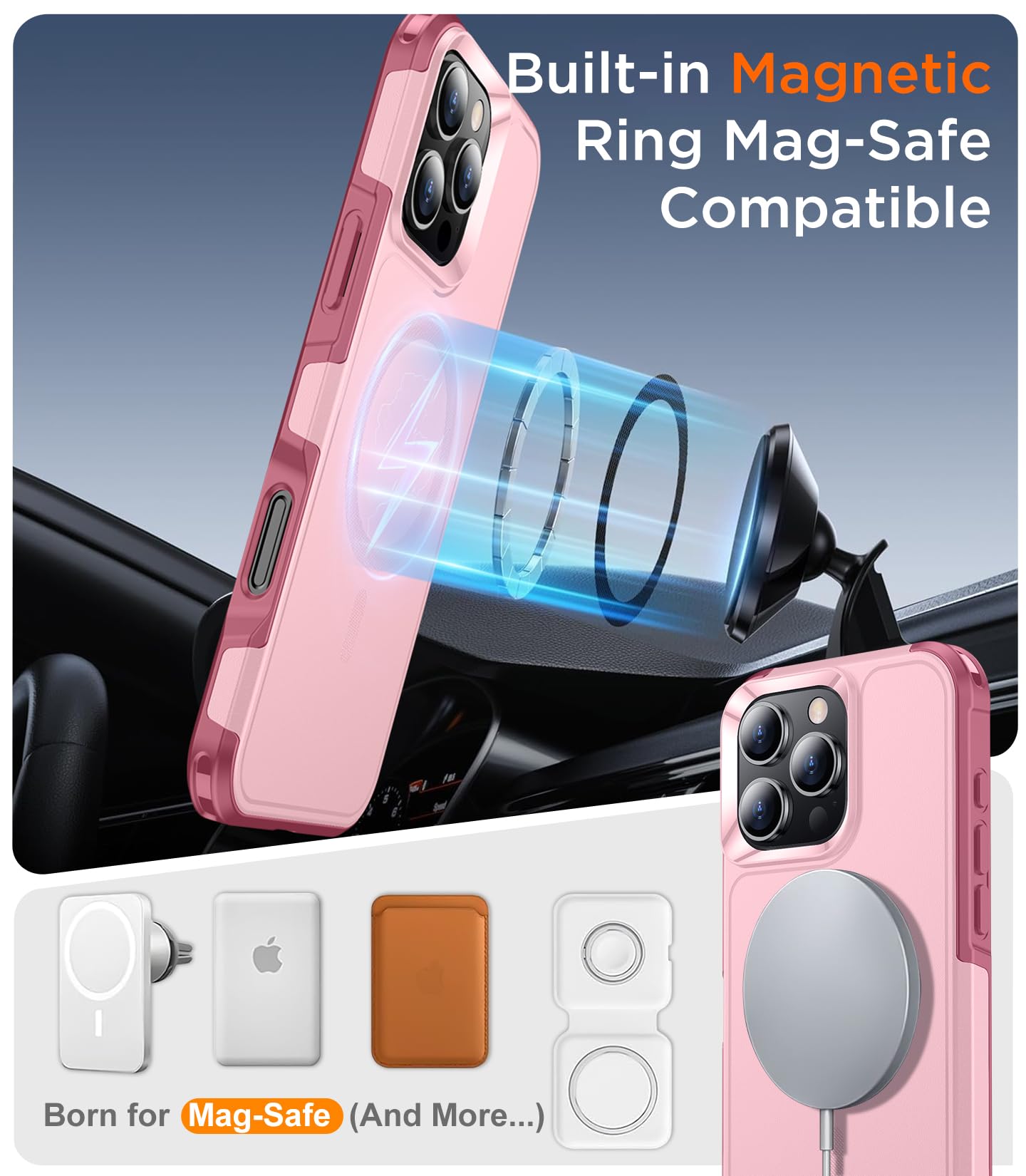 Temdan Designed For Iphone 16 Pro Max Case Magnetic, [Compatible With Magsafe][Military Grade Drop Protection] Dropproof Heavy D