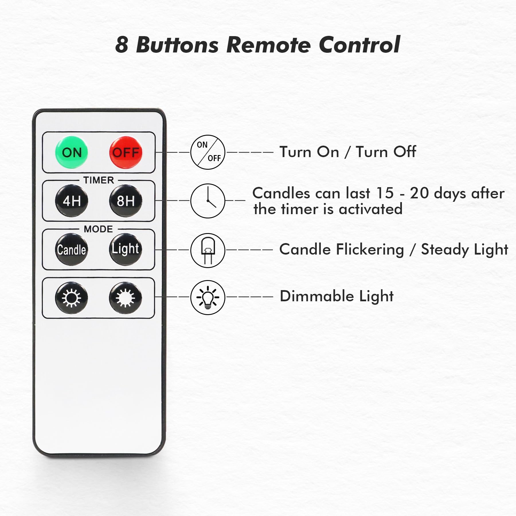 Fanna 9.6 Flameless Led Taper Candles With Timer In Real Wax, Battery Operated Rustic Wax Dinner Candlesticks With Remote, 8 Bat