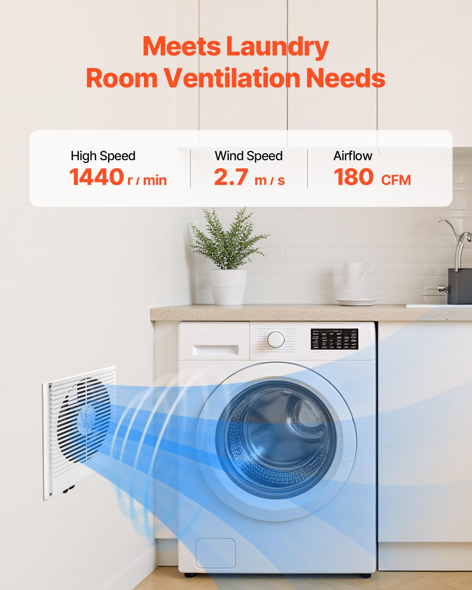 Vevor Room To Room Fan, Two-Way Airflow Through-The-Wall Fan 8 With Temperature Control, 180 Cfm Ventilation Quiet In-Wall Exhau
