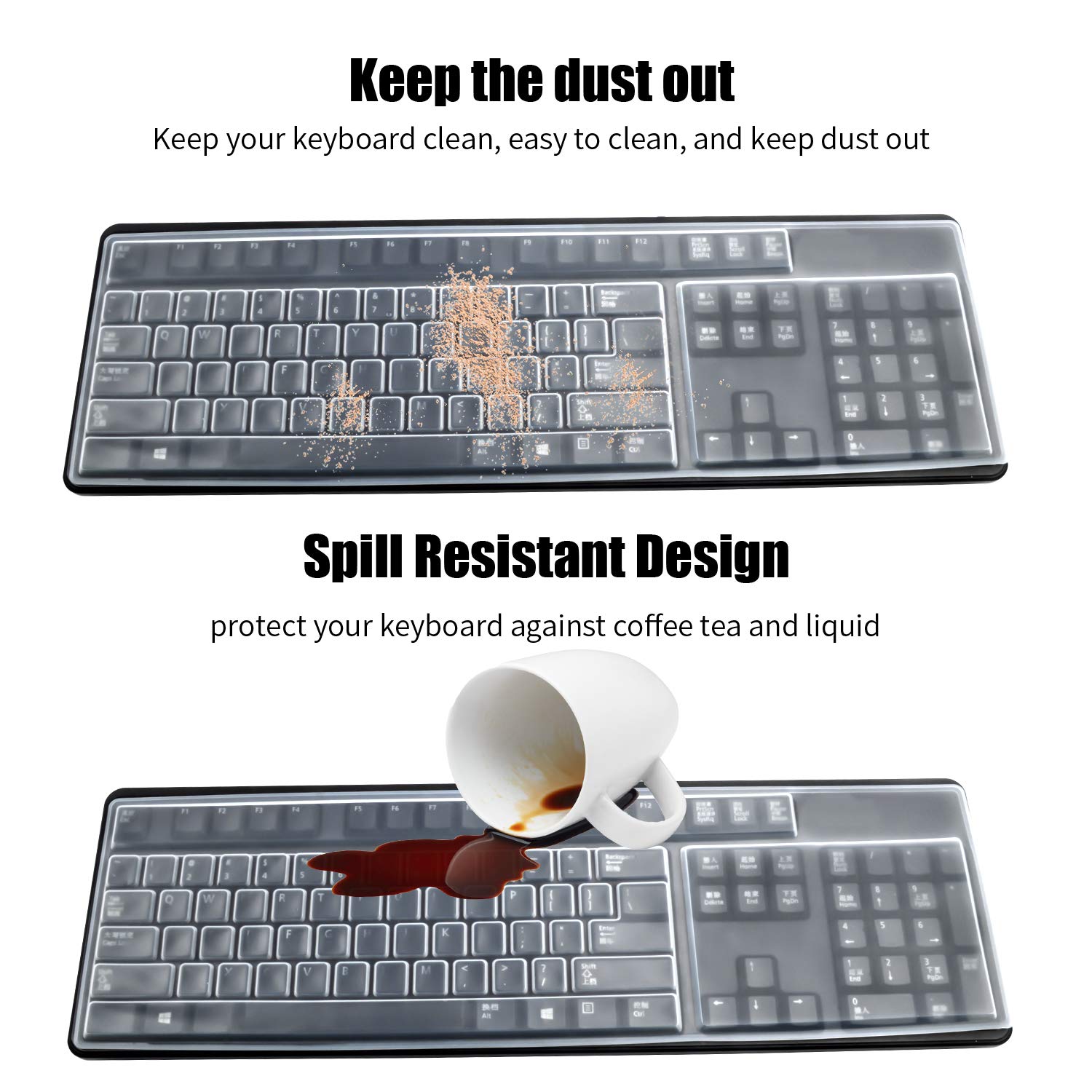 Bronagrand 2 Pack Clear Desktop Computer Keyboard Protection Skin Protector Cover For Pc 104/107 Keys Standard Keyboard