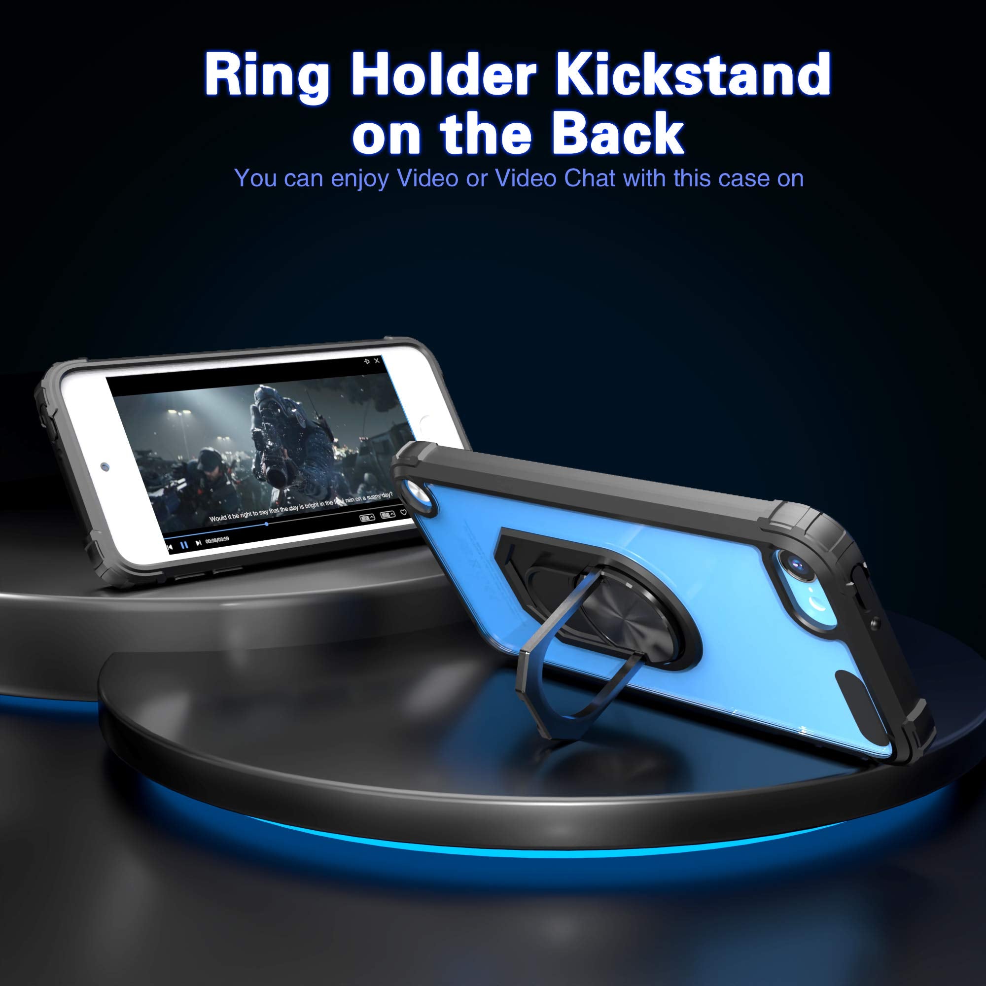 Idystar For Ipod Touch Case Clear With Kickstand,For Ipod Touch 7 Case With 2 Hd Screen Protectors,Clear Crystal Case With Built