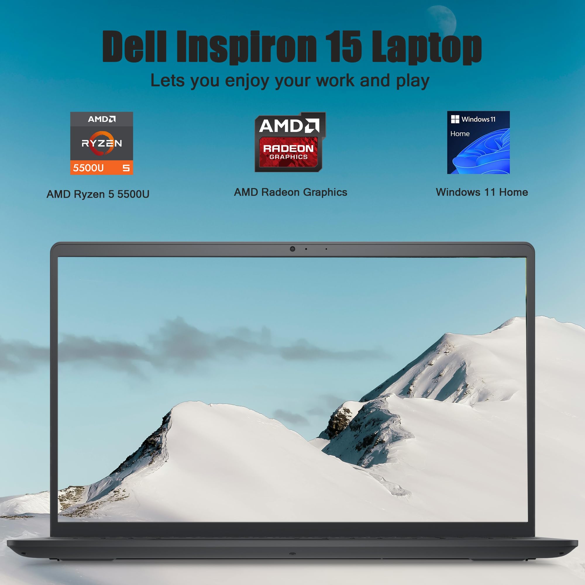 Dell Inspiron 15 3525 Laptop, 15.6 Fhd Display, 16Gb Ram,1Tb Ssd, Amd Ryzen 5 5500U Processor, Amd Radeon Graphics, Sd Card Read