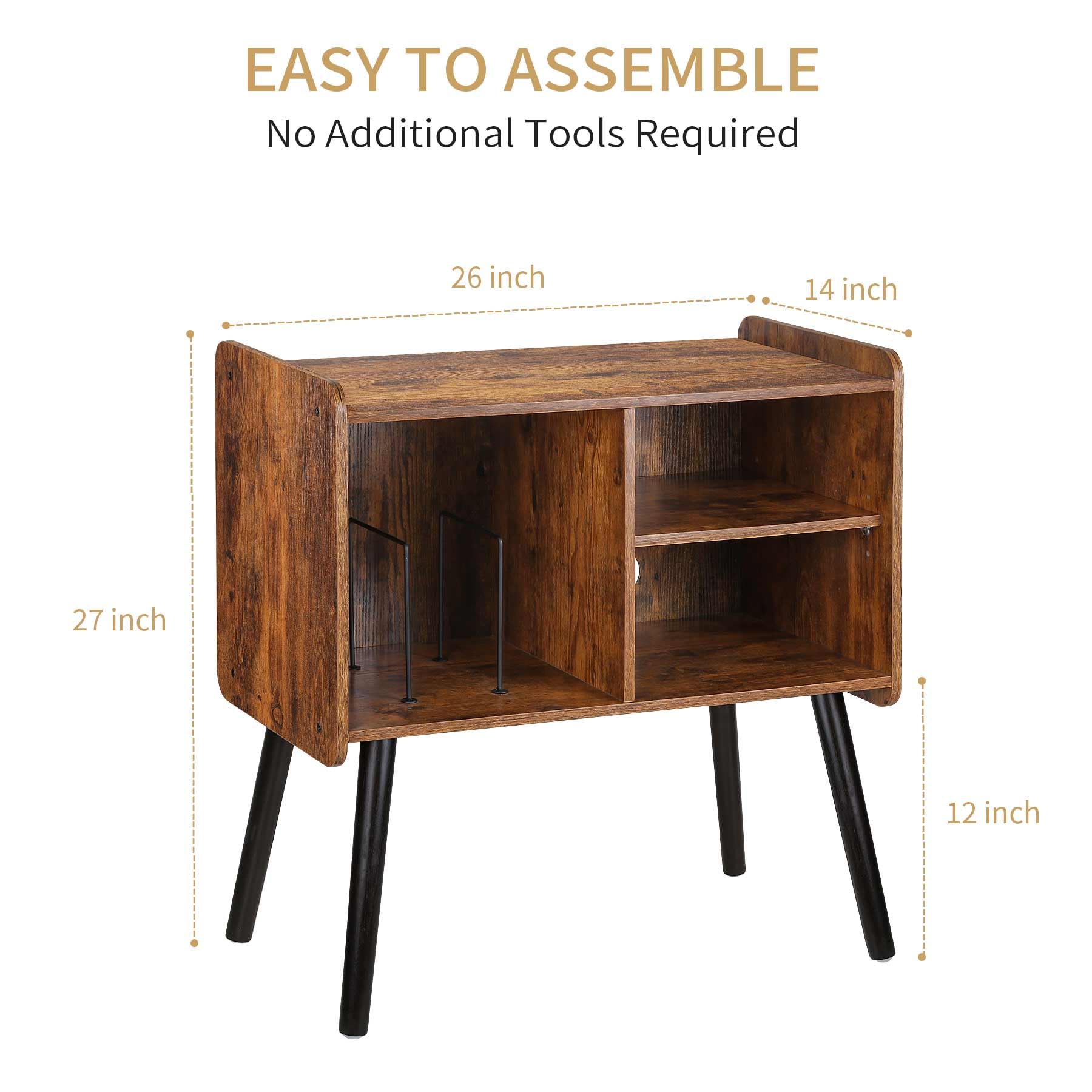 Possile Record Player Stand With Vinyl Record Storage, Mid Century Turntable Stand For Living Room Bedroom Office, Record Player