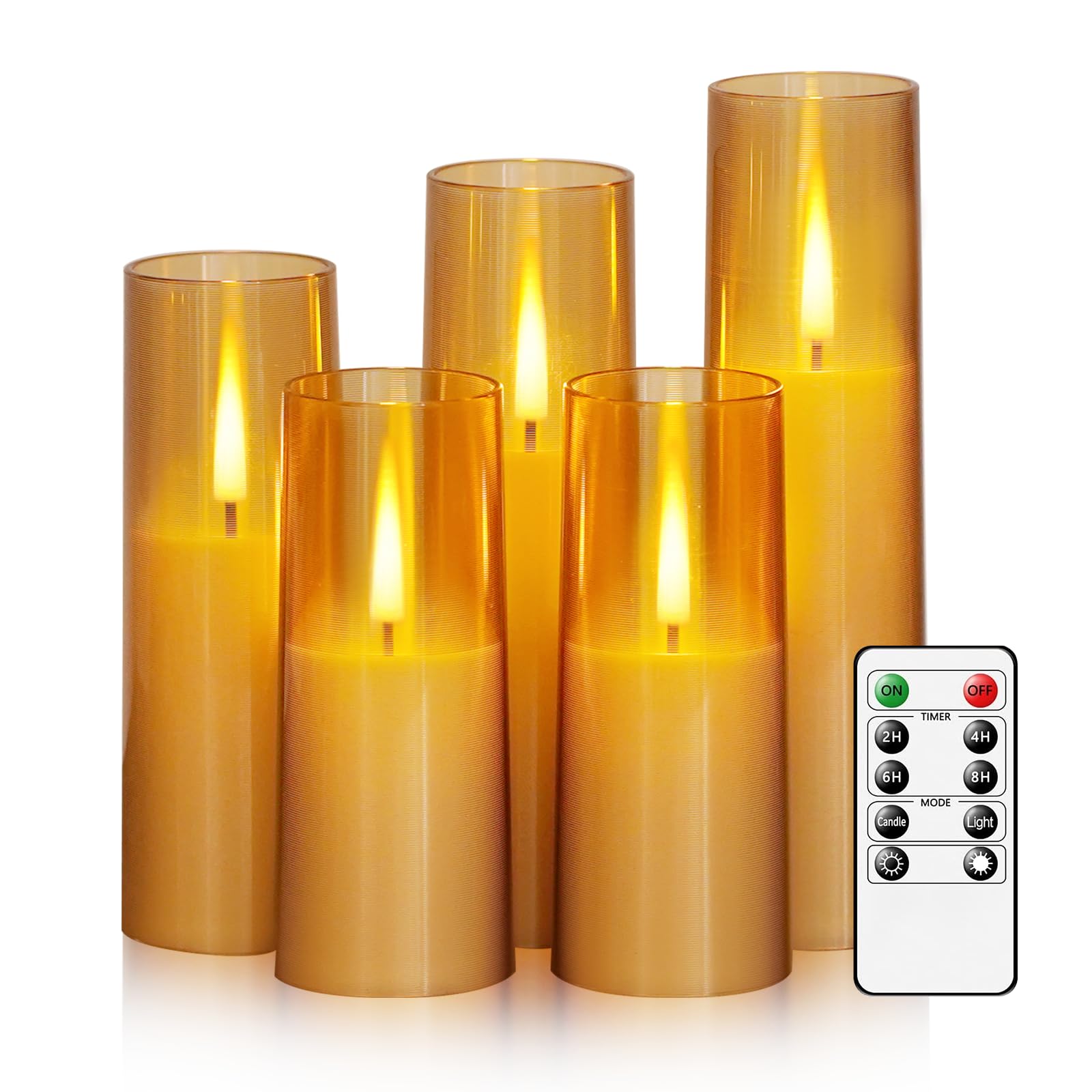 Thorbling Flameless Led Candles, Battery Operated Upgraded Realistic 5 Pcs Flickering Flame Pillar Candles With Remote Timer, Fo