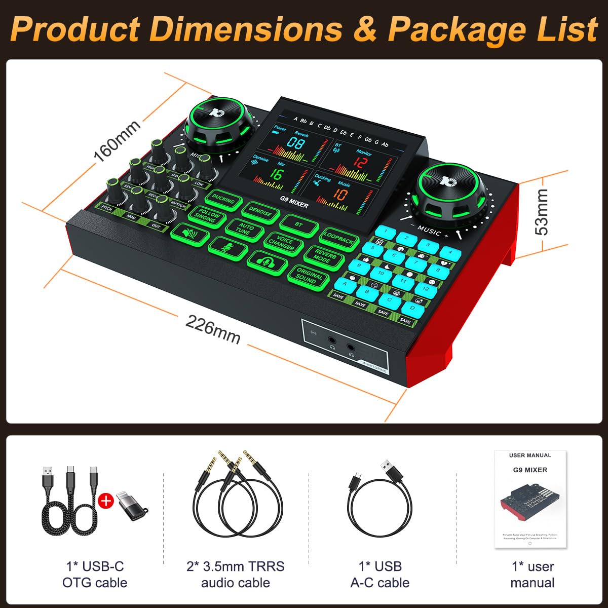 Podcast Equipment Bundle Audio Mixer, Sound Board For Pc/Phone Live Streaming Singing Gaming, Podcast Mixer For 3.5Mm/Xlr Dynami