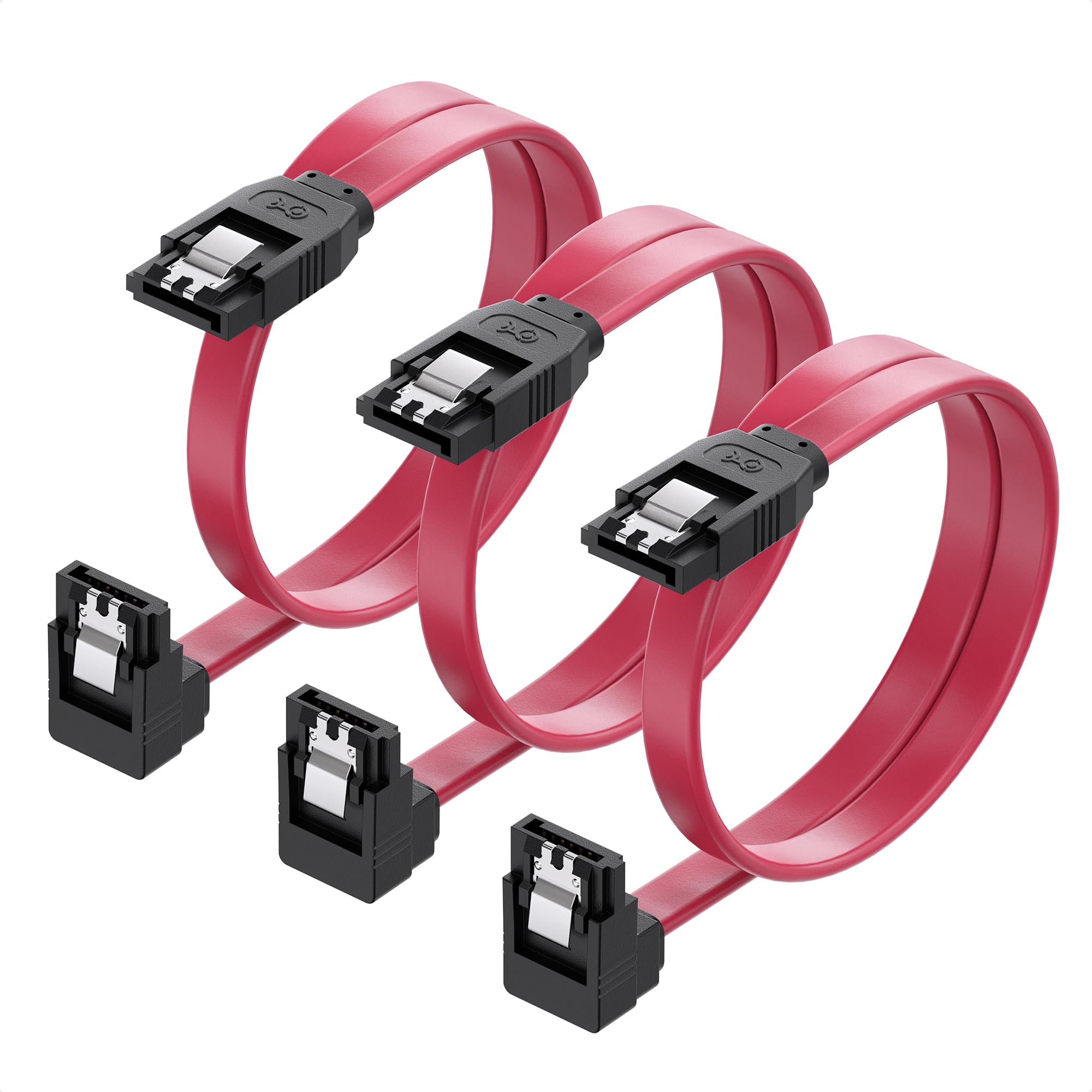 Cable Matters 3 Pack 90 Degree Right Angle Sata Cable 18 Inches (6.0 Gbps Sata Iii Cable, Sata Cable For Ssd, Sata Ssd Cable, Sa