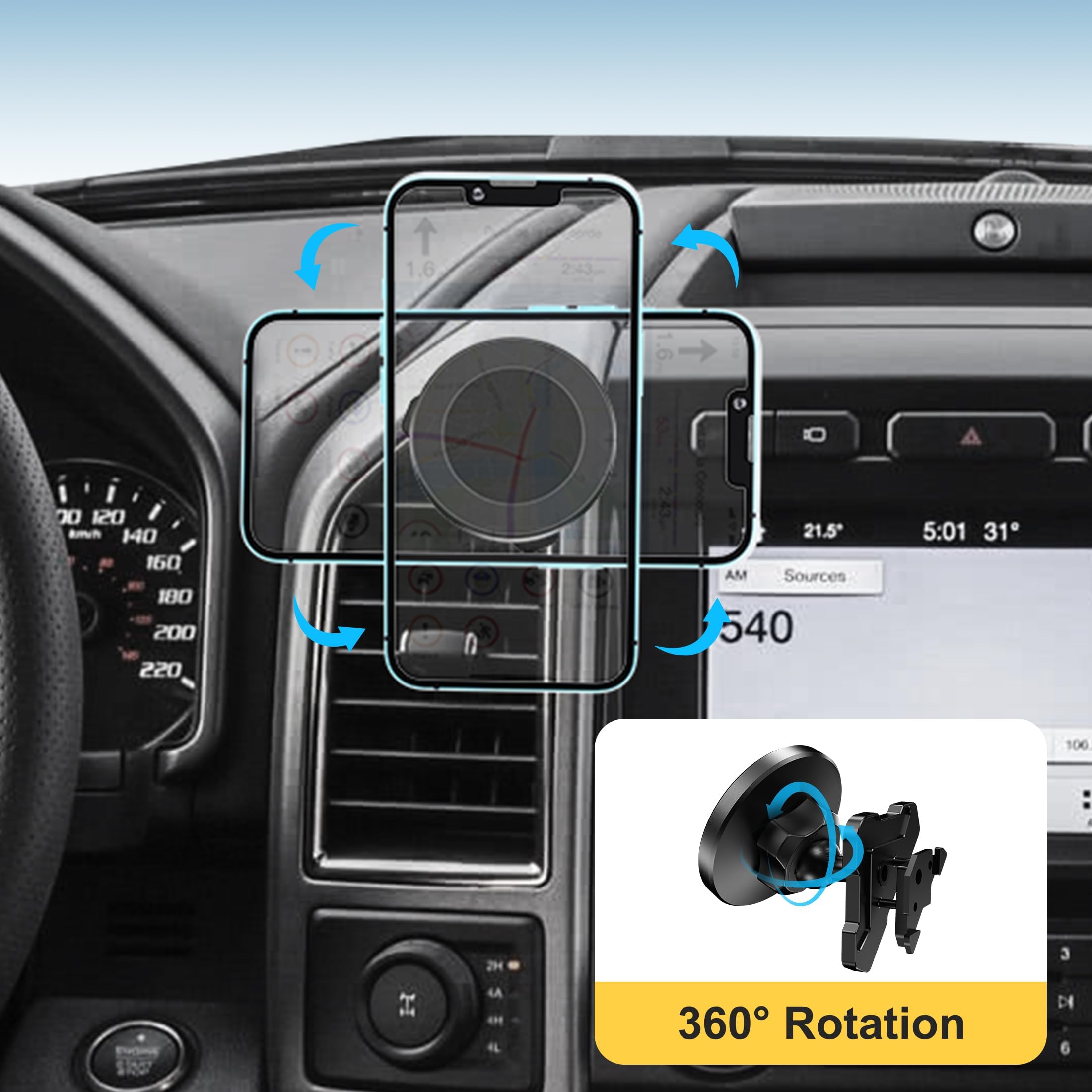 Surfcabin Cnc Vent Phone Holder, Magnetic Car Air Vent Phone Holder Cradles Mount Compatible With F150 2015-2020 & Super Duty F2