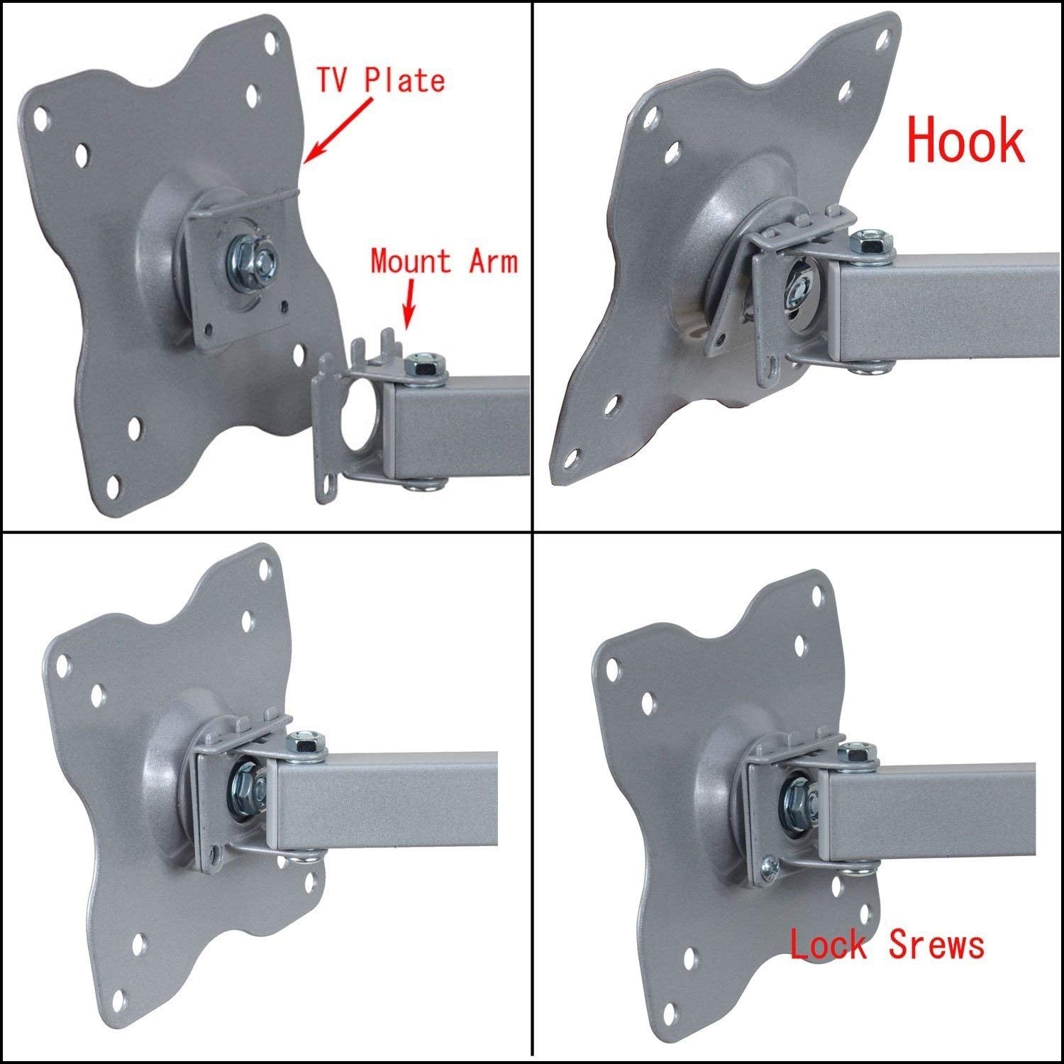 Videosecu Articulating Tv Wall Mount For Most 19 20 22 23 24 26 27 28 29 30 32 Lcd Led Displays Vesa 100 Full Motion Tilt Arm Br